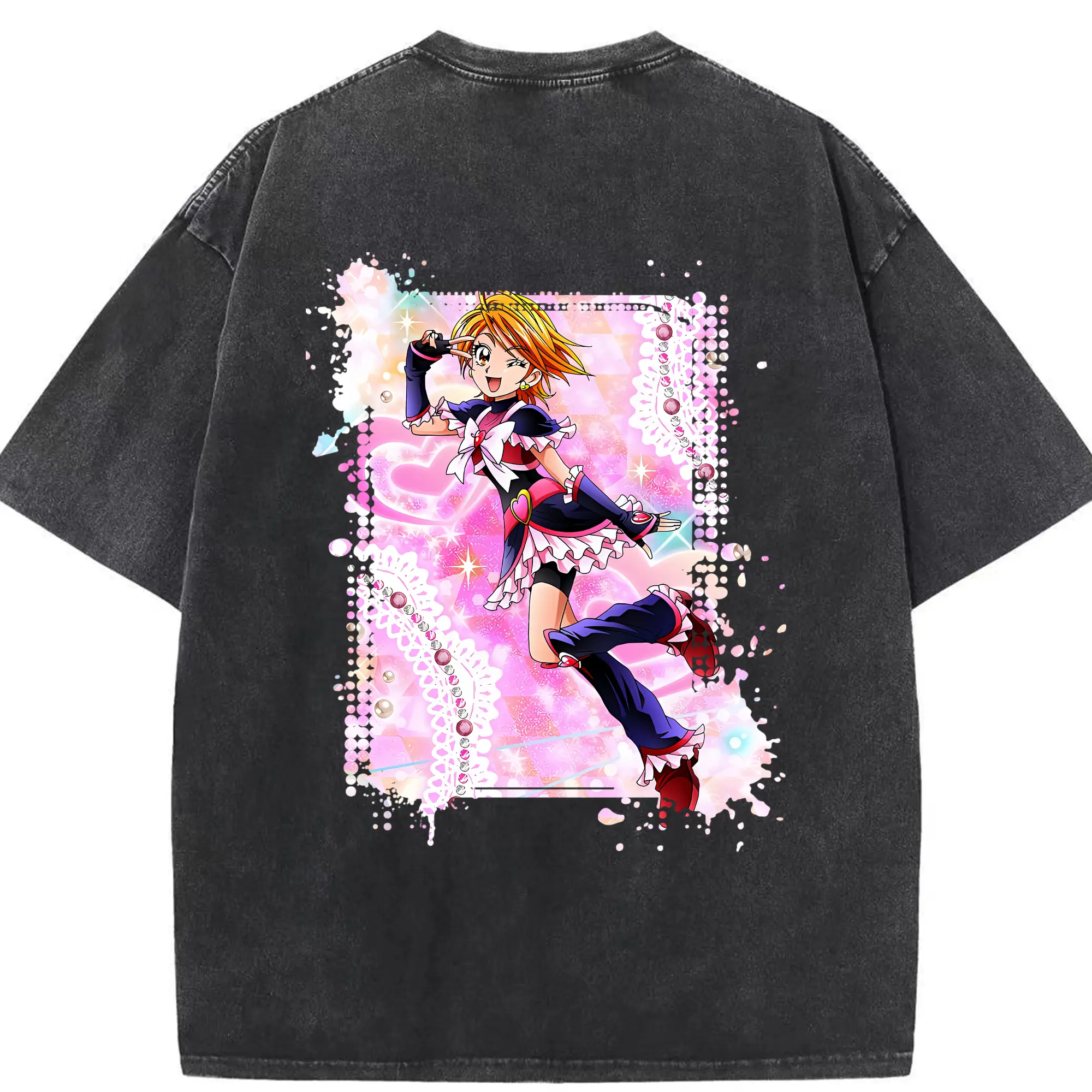 プリキュア グッズ,美墨なぎさ - 綿100％ ヴィンテージ風 半袖Tシャツ ・ 背面プリント ・ 柔らか肌触り ・ 通気性 快適 ・ スポーツ カジュアル 外出用