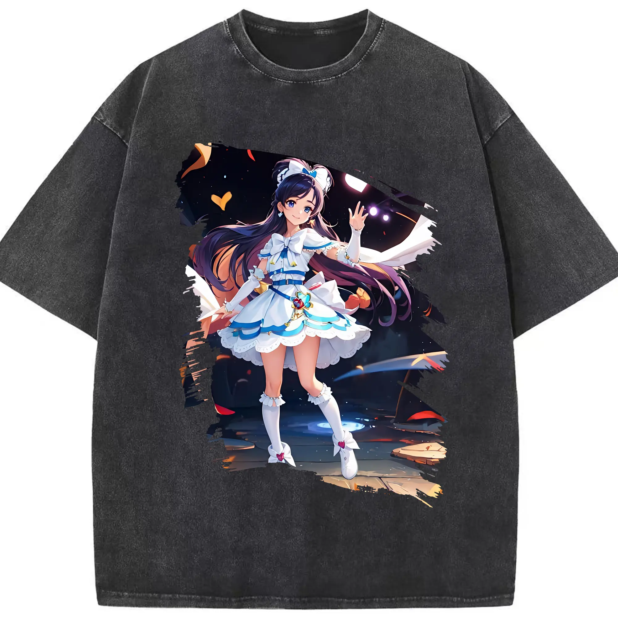 プリキュア グッズ,雪城ほのか - 綿100％ ヴィンテージ風 半袖Tシャツ ・ フロントプリント ・ 柔らか肌触り ・ 通気性 快適 ・ スポーツ カジュアル 外出用