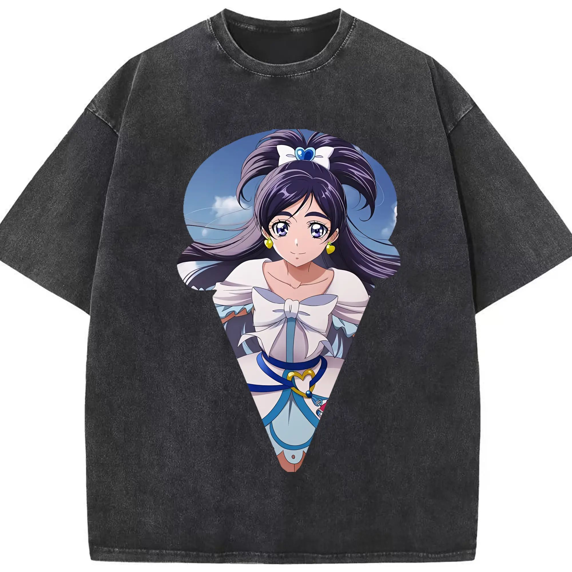 プリキュア グッズ,雪城ほのか - 綿100％ ヴィンテージ風 半袖Tシャツ ・ フロントプリント ・ 柔らか肌触り ・ 通気性 快適 ・ スポーツ カジュアル 外出用