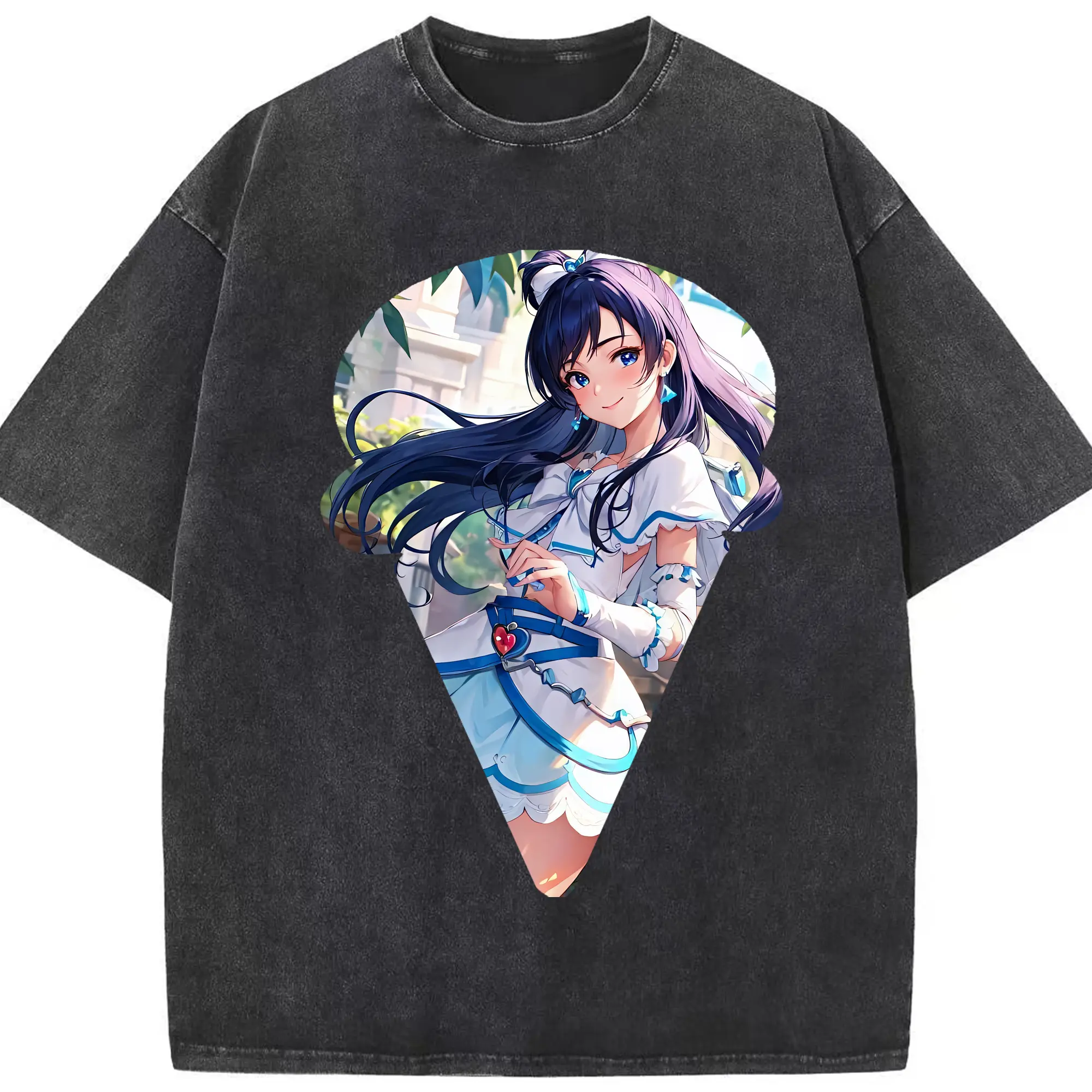 プリキュア グッズ,雪城ほのか - 綿100％ ヴィンテージ風 半袖Tシャツ ・ フロントプリント ・ 柔らか肌触り ・ 通気性 快適 ・ スポーツ カジュアル 外出用
