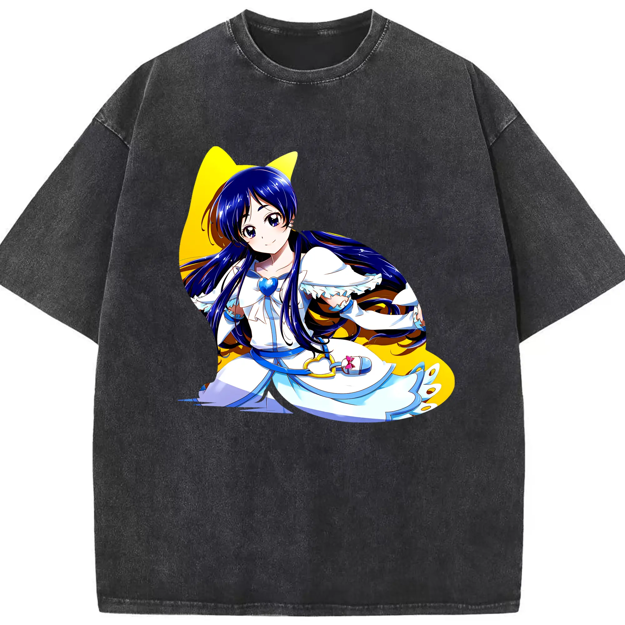 プリキュア グッズ,雪城ほのか - 綿100％ ヴィンテージ風 半袖Tシャツ ・ フロントプリント ・ 柔らか肌触り ・ 通気性 快適 ・ スポーツ カジュアル 外出用