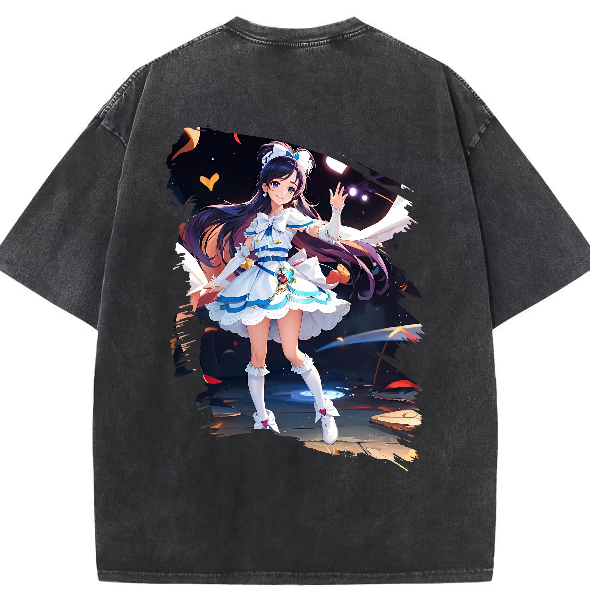 プリキュア グッズ,雪城ほのか - 綿100％ ヴィンテージ風 半袖Tシャツ ・ 背面プリント ・ 柔らか肌触り ・ 通気性 快適 ・ スポーツ カジュアル 外出用