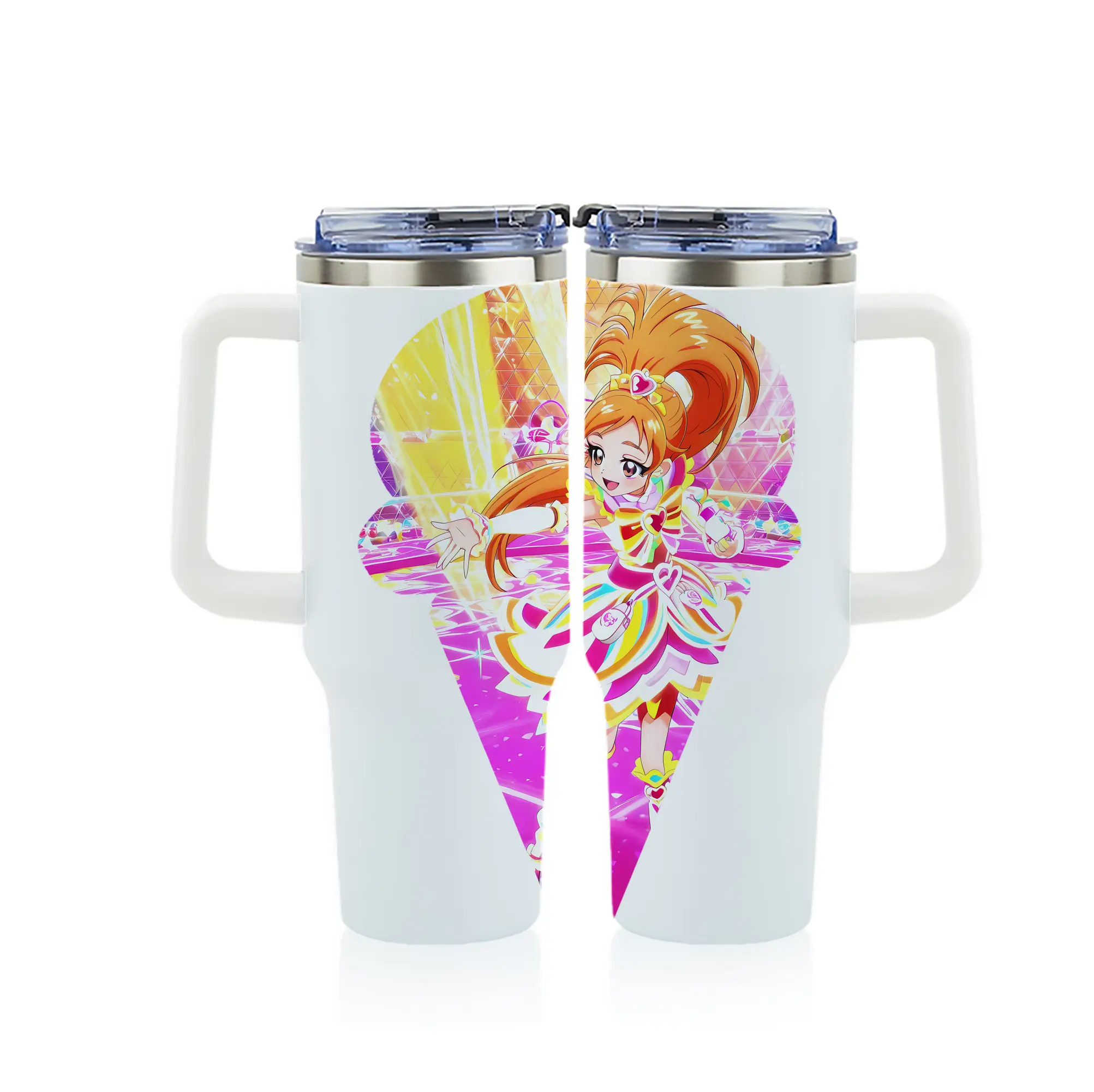 プリキュア グッズ,美墨なぎさ - 1200mL フルプリント車用タンブラー ・ 304ステンレス 内側 ・ 201ステンレス 外側 ・ 保温 保冷 ・ 通勤 ドライブ アウトドア用