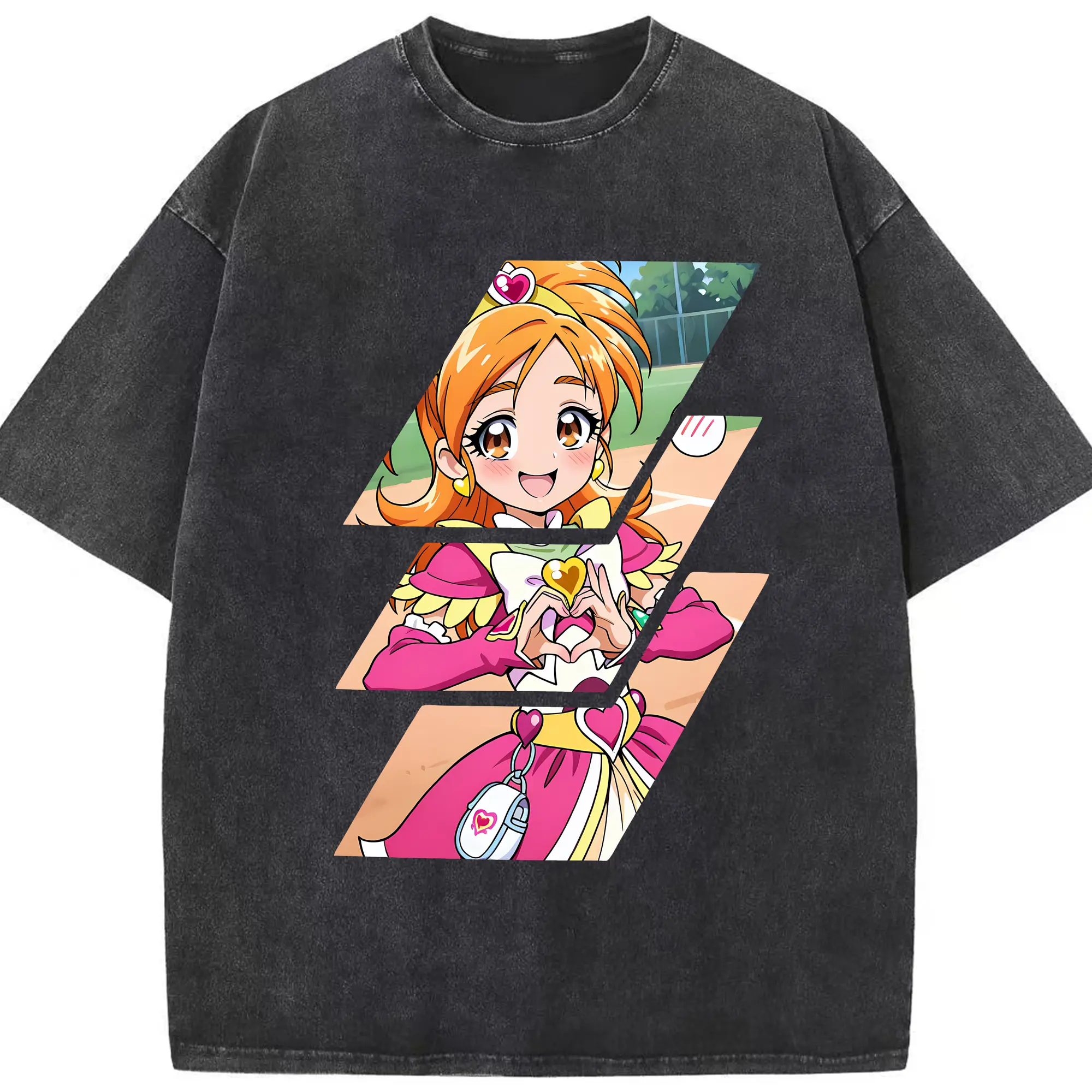プリキュア グッズ,美墨なぎさ - 綿100％ ヴィンテージ風 半袖Tシャツ ・ フロントプリント ・ 柔らか肌触り ・ 通気性 快適 ・ スポーツ カジュアル 外出用