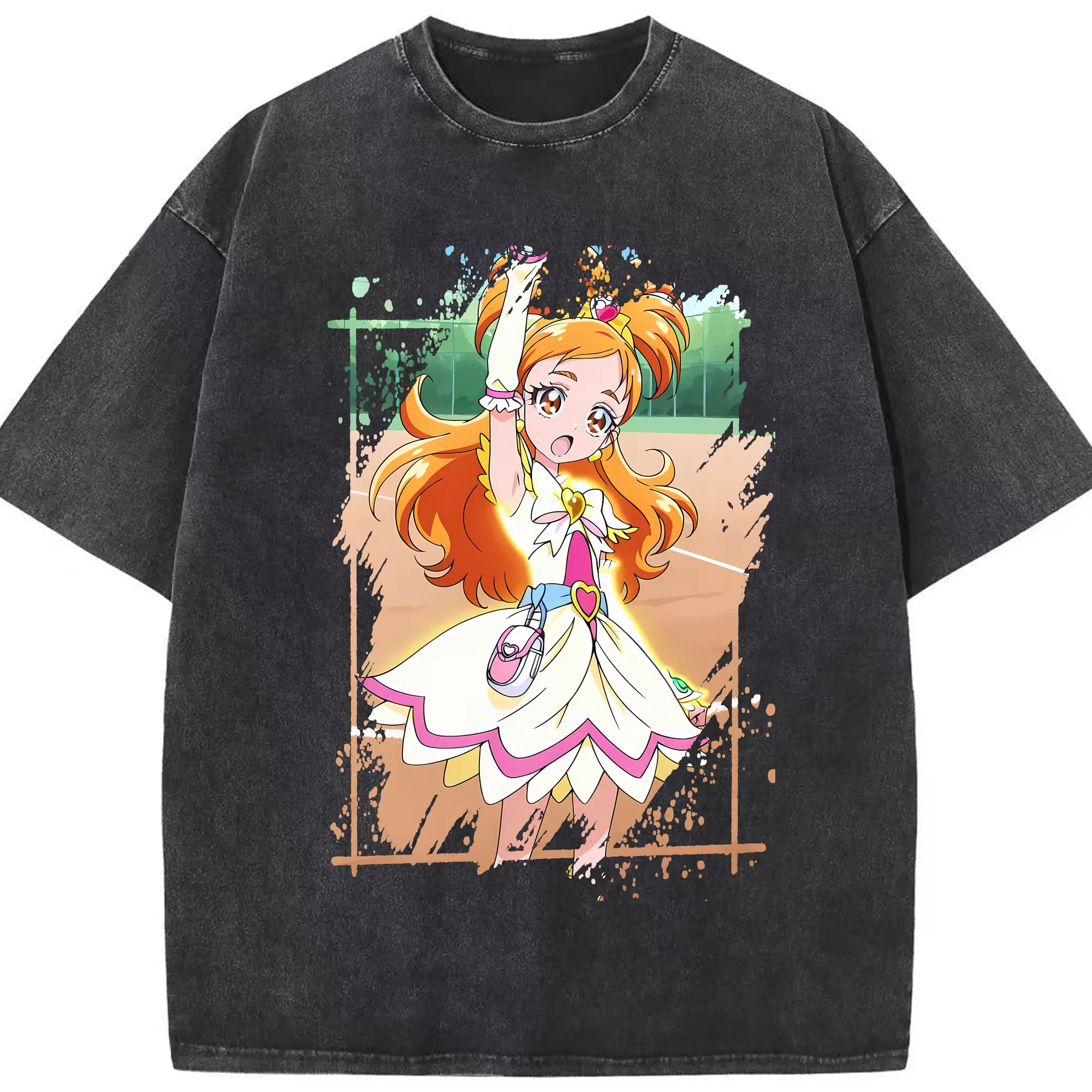 プリキュア グッズ,美墨なぎさ - 綿100％ ヴィンテージ風 半袖Tシャツ ・ フロントプリント ・ 柔らか肌触り ・ 通気性 快適 ・ スポーツ カジュアル 外出用
