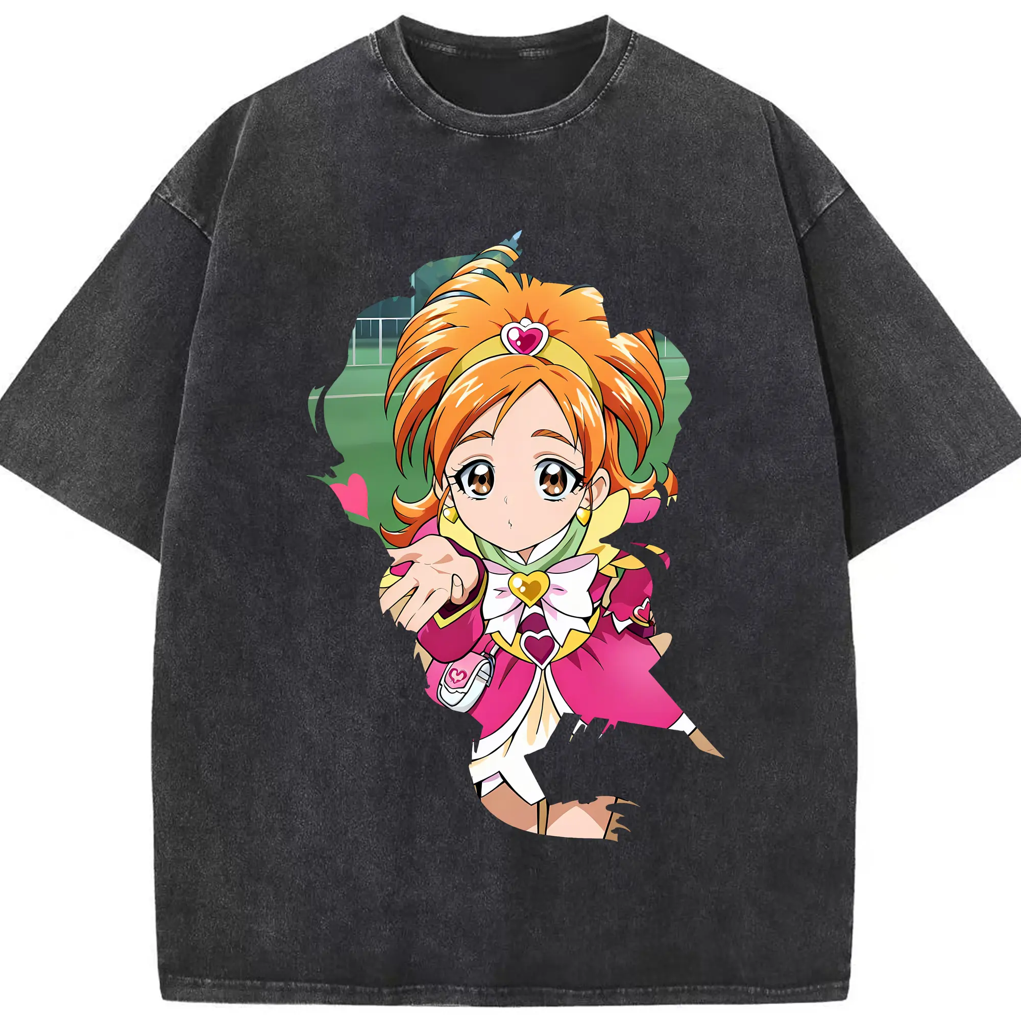 プリキュア グッズ,美墨なぎさ - 綿100％ ヴィンテージ風 半袖Tシャツ ・ フロントプリント ・ 柔らか肌触り ・ 通気性 快適 ・ スポーツ カジュアル 外出用