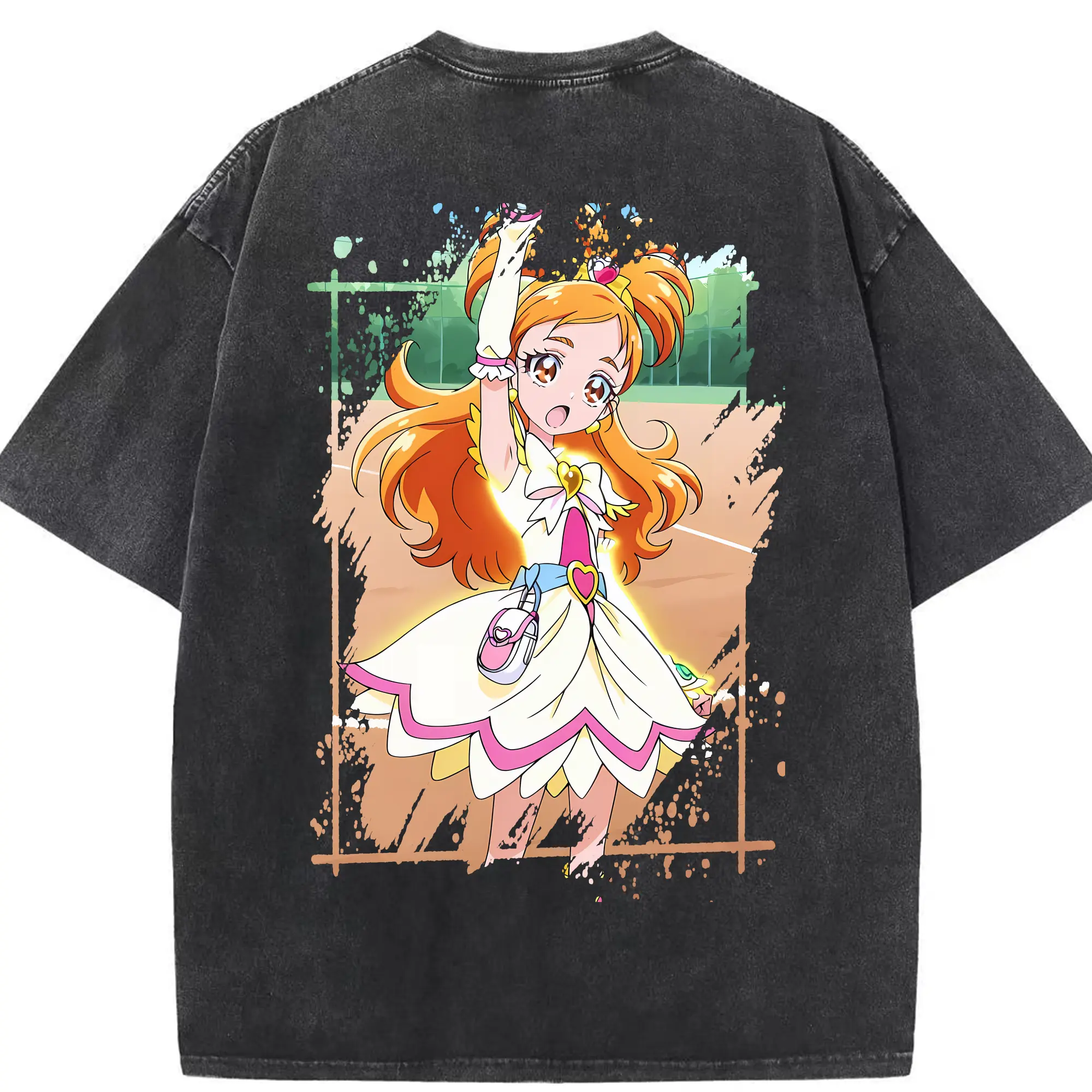 プリキュア グッズ,美墨なぎさ - 綿100％ ヴィンテージ風 半袖Tシャツ ・ 背面プリント ・ 柔らか肌触り ・ 通気性 快適 ・ スポーツ カジュアル 外出用