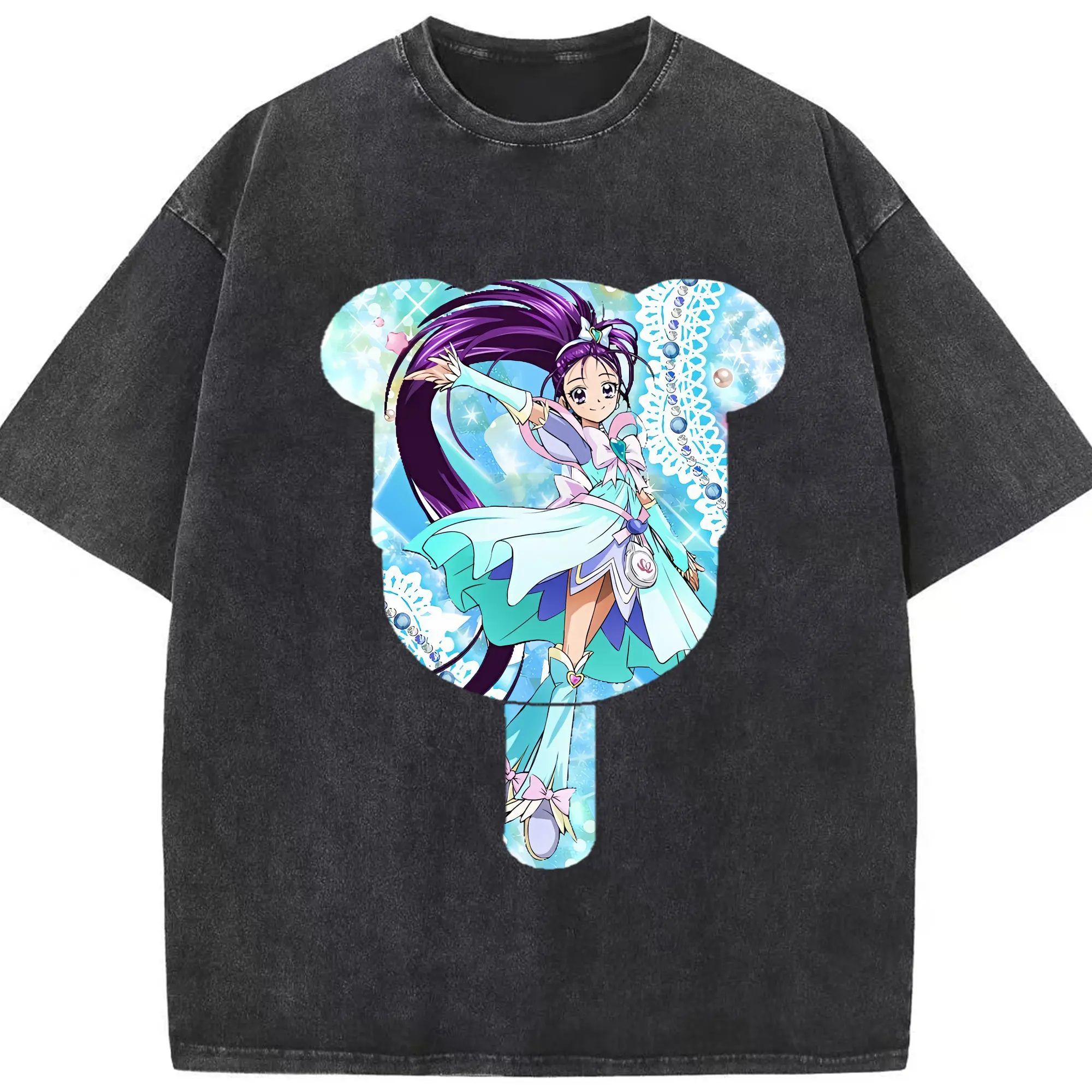 プリキュア グッズ,美翔舞 - 綿100％ ヴィンテージ風 半袖Tシャツ ・ フロントプリント ・ 柔らか肌触り ・ 通気性 快適 ・ スポーツ カジュアル 外出用
