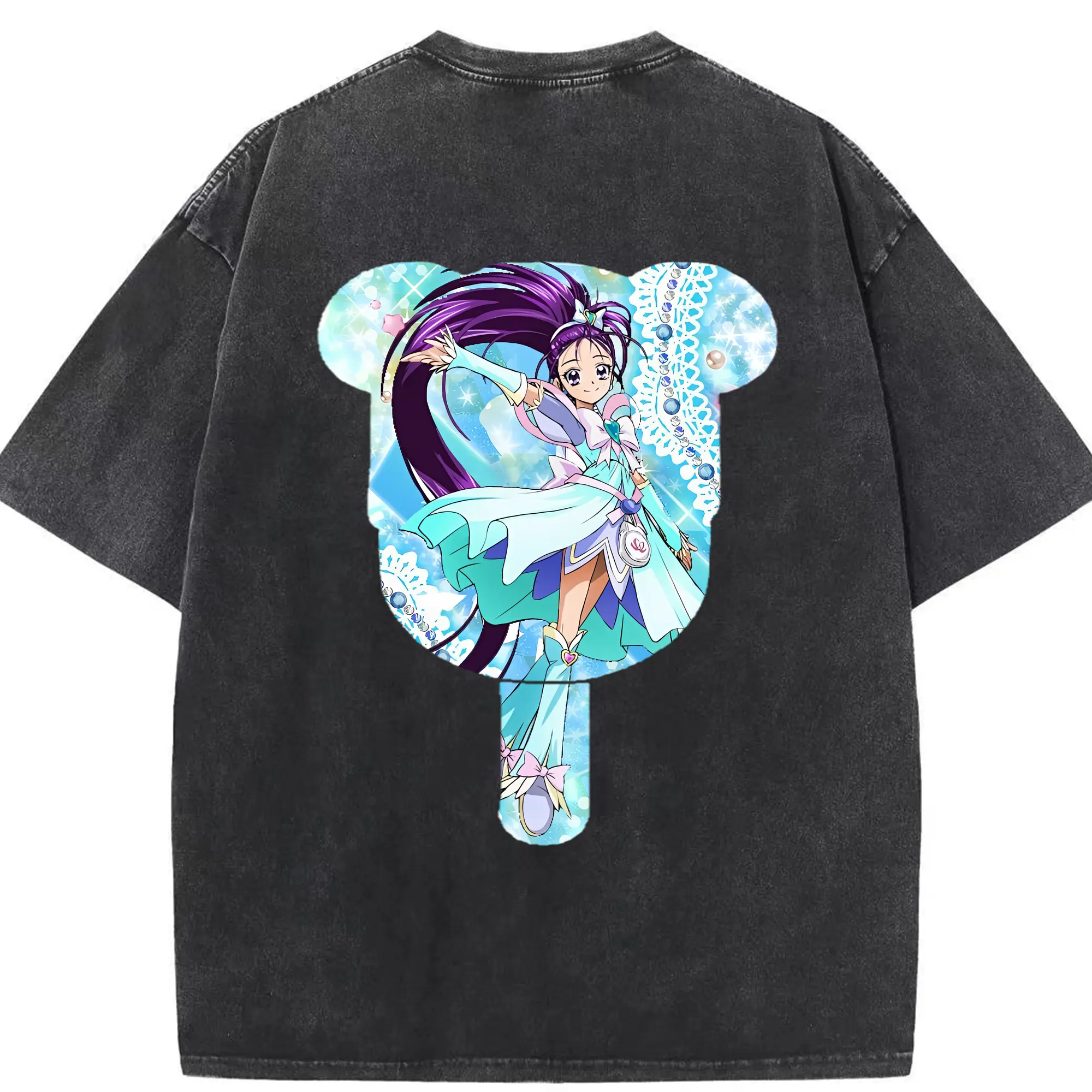 プリキュア グッズ,美翔舞 - 綿100％ ヴィンテージ風 半袖Tシャツ ・ 背面プリント ・ 柔らか肌触り ・ 通気性 快適 ・ スポーツ カジュアル 外出用