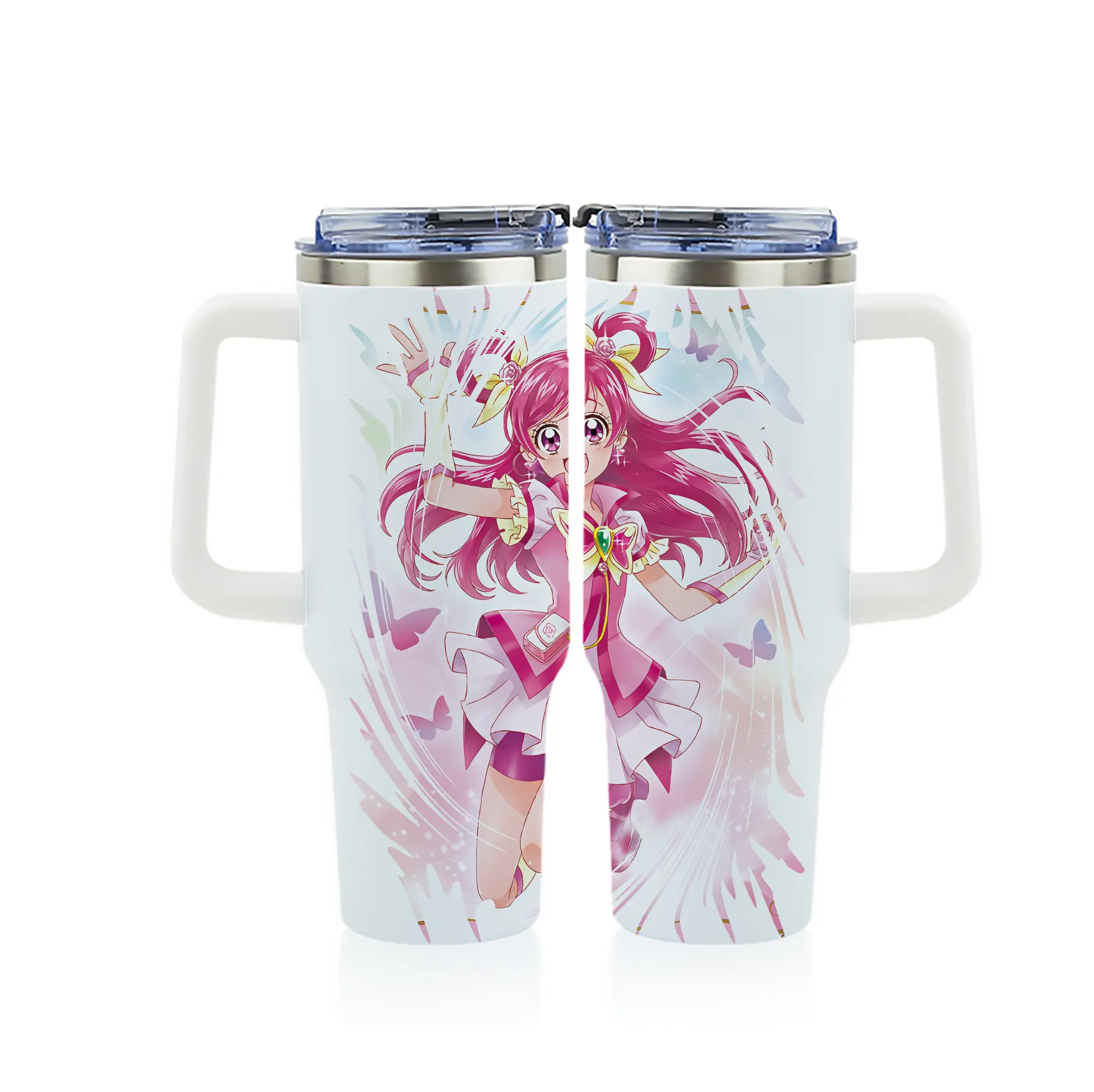 プリキュア グッズ,夢原のぞみ - 1200mL フルプリント車用タンブラー ・ 304ステンレス 内側 ・ 201ステンレス 外側 ・ 保温 保冷 ・ 通勤 ドライブ アウトドア用