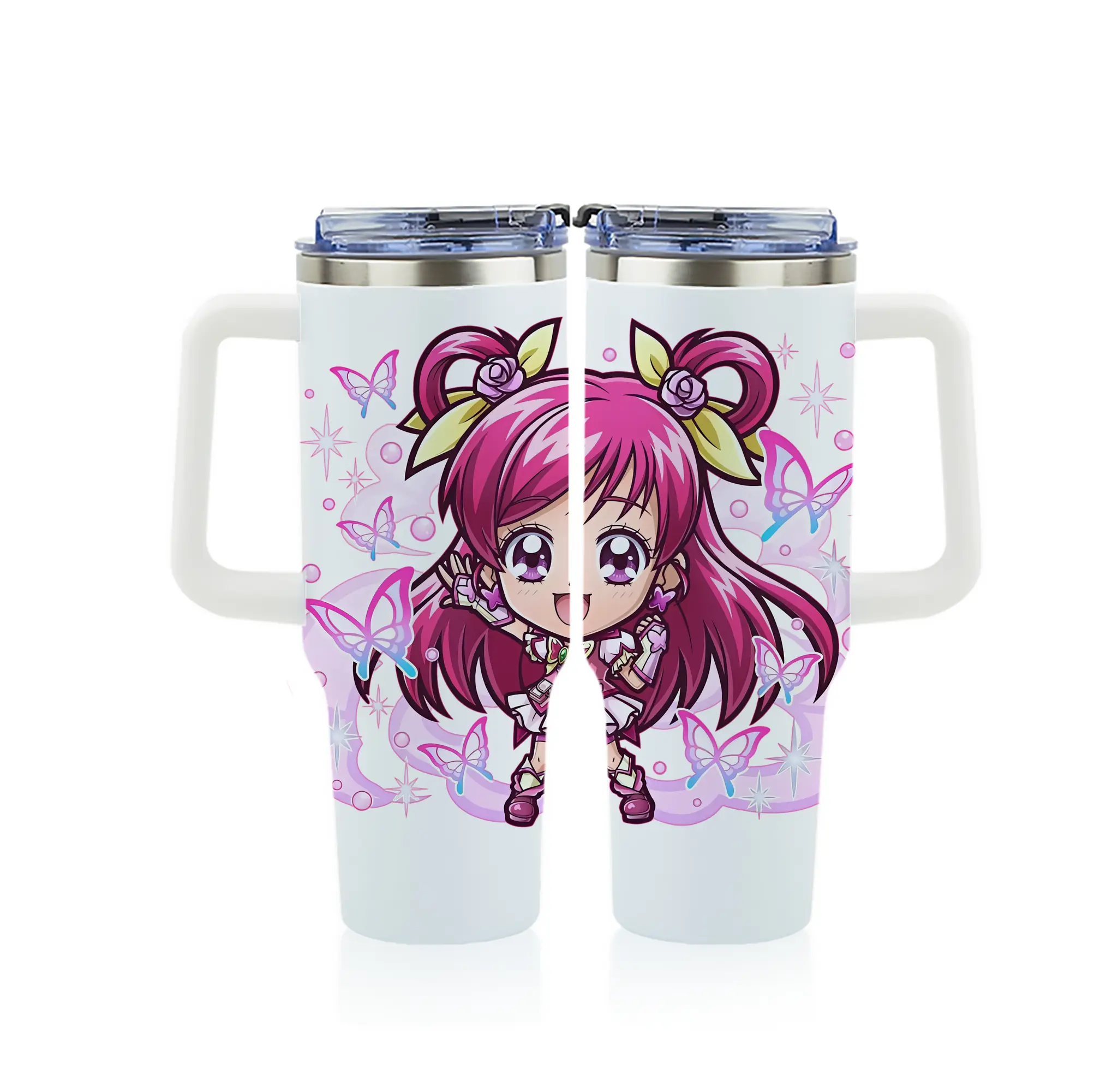 プリキュア グッズ,夢原のぞみ - 1200mL フルプリント車用タンブラー ・ 304ステンレス 内側 ・ 201ステンレス 外側 ・ 保温 保冷 ・ 通勤 ドライブ アウトドア用