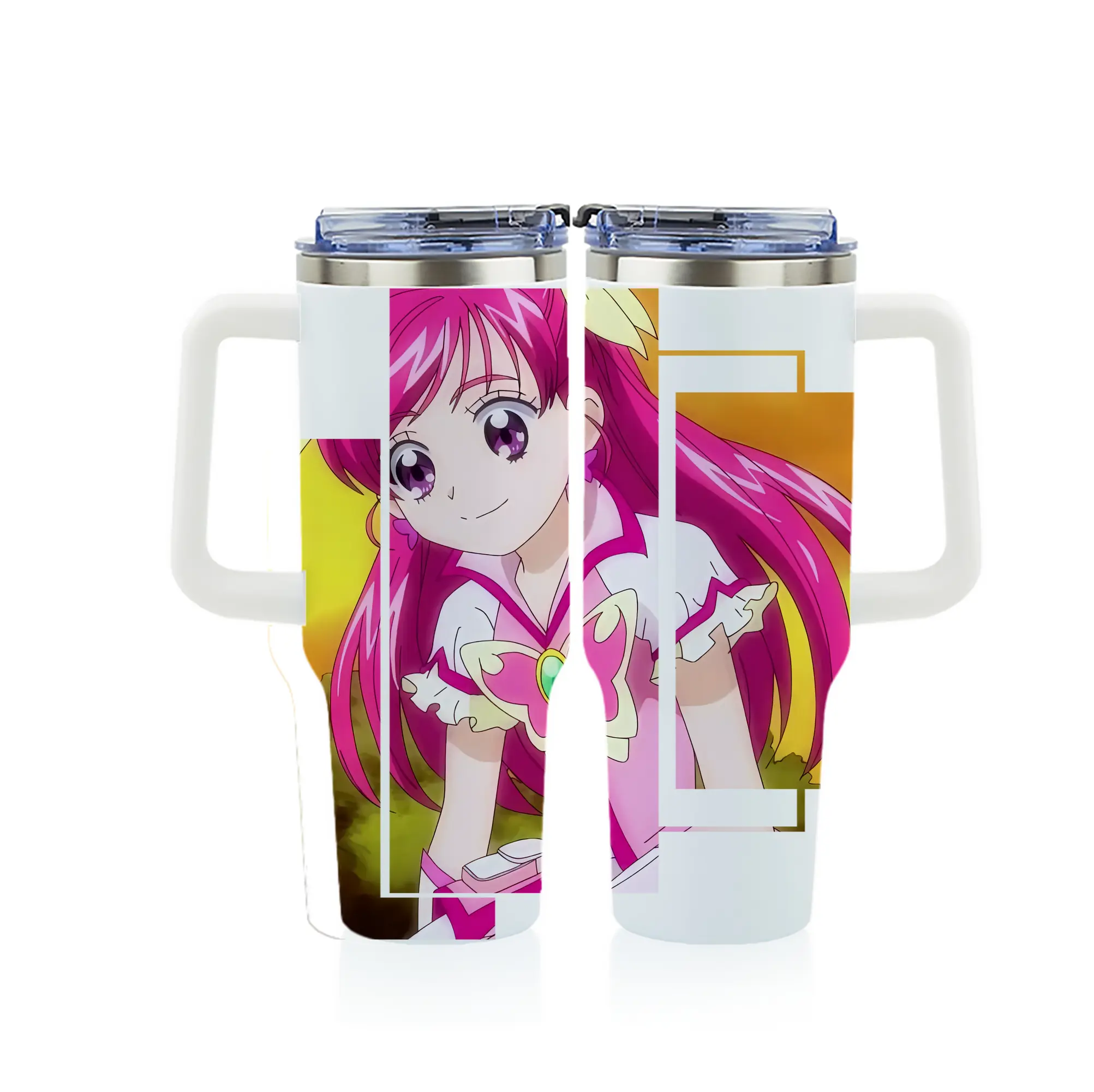 プリキュア グッズ,夢原のぞみ - 1200mL フルプリント車用タンブラー ・ 304ステンレス 内側 ・ 201ステンレス 外側 ・ 保温 保冷 ・ 通勤 ドライブ アウトドア用