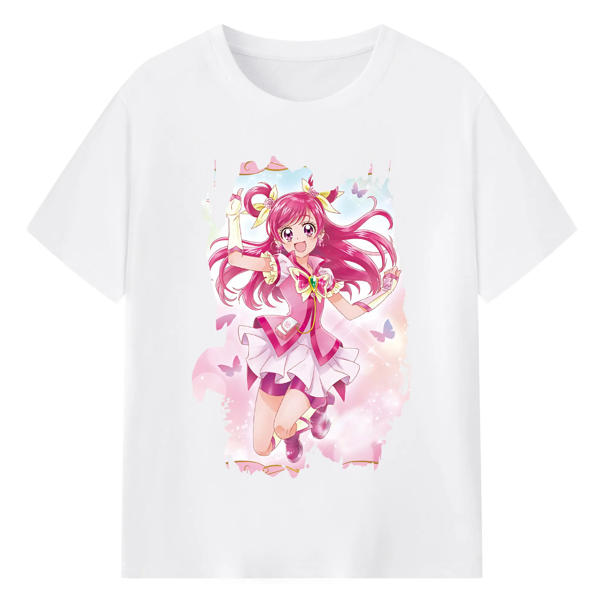 プリキュア グッズ,夢原のぞみ - 綿100％ 半袖Tシャツ ・ フロントプリント ・ 快適 通気性 ・ 日常使い 散歩 スポーツ用