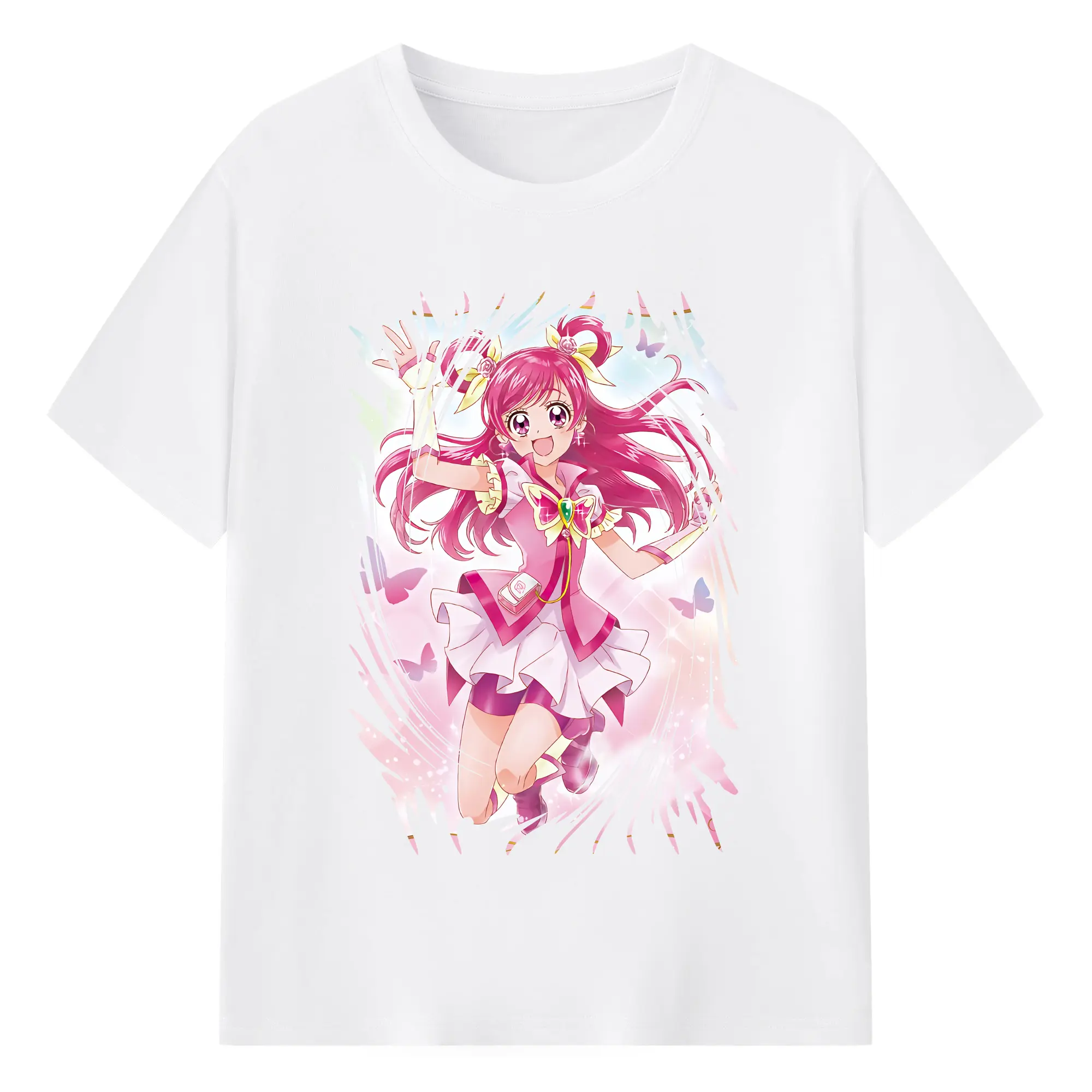 プリキュア グッズ,夢原のぞみ - 綿100％ 半袖Tシャツ ・ フロントプリント ・ 快適 通気性 ・ 日常使い 散歩 スポーツ用