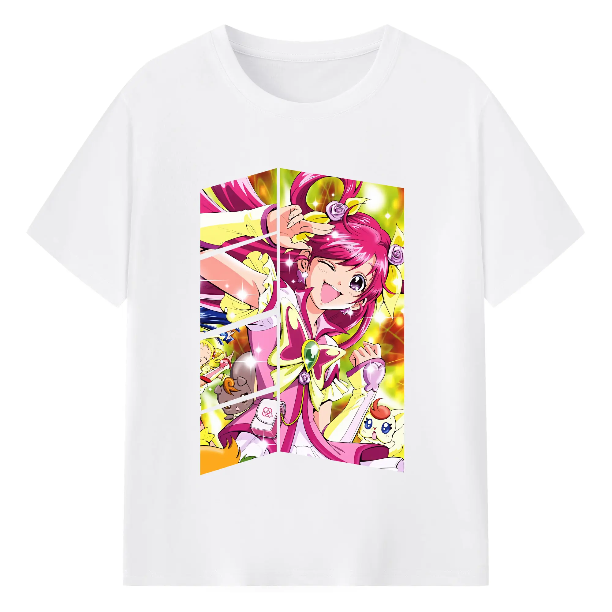 プリキュア グッズ,夢原のぞみ - 綿100％ 半袖Tシャツ ・ フロントプリント ・ 快適 通気性 ・ 日常使い 散歩 スポーツ用