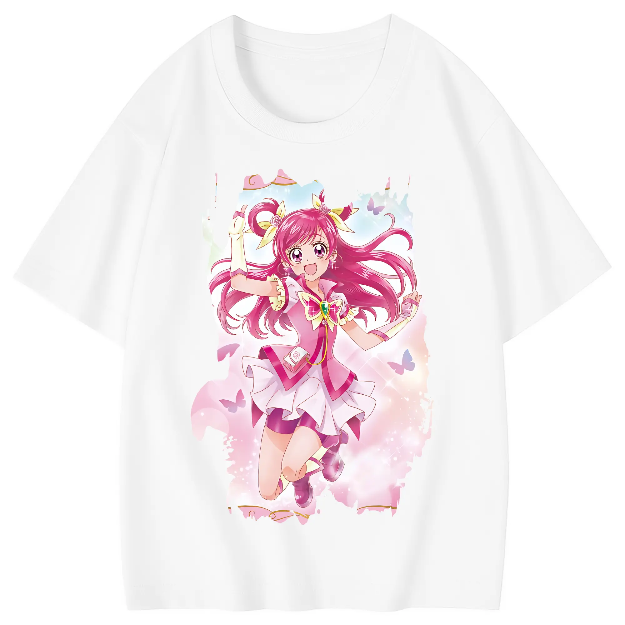 プリキュア グッズ,夢原のぞみ - 綿100％ キッズTシャツ ・ フロントプリント ・ 快適 通気性 ・ スポーツ カジュアル 散歩用