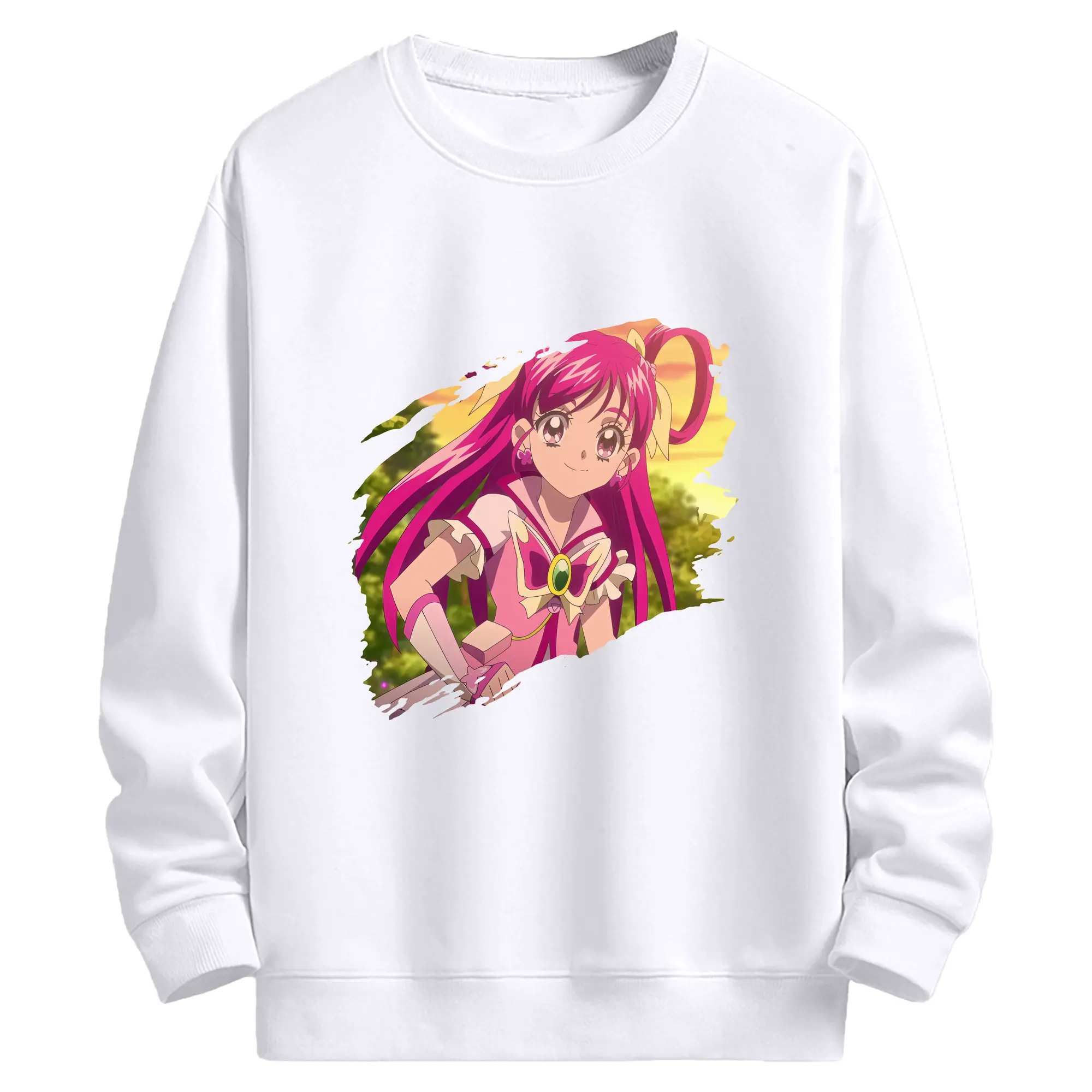 プリキュア グッズ,夢原のぞみ - 高品質 クルーネック スウェット ・ コットン59％ ポリエステル41％ ・ ユニセックス 長袖 トレーナー ・ カジュアル デイリー スポーツ 散歩用