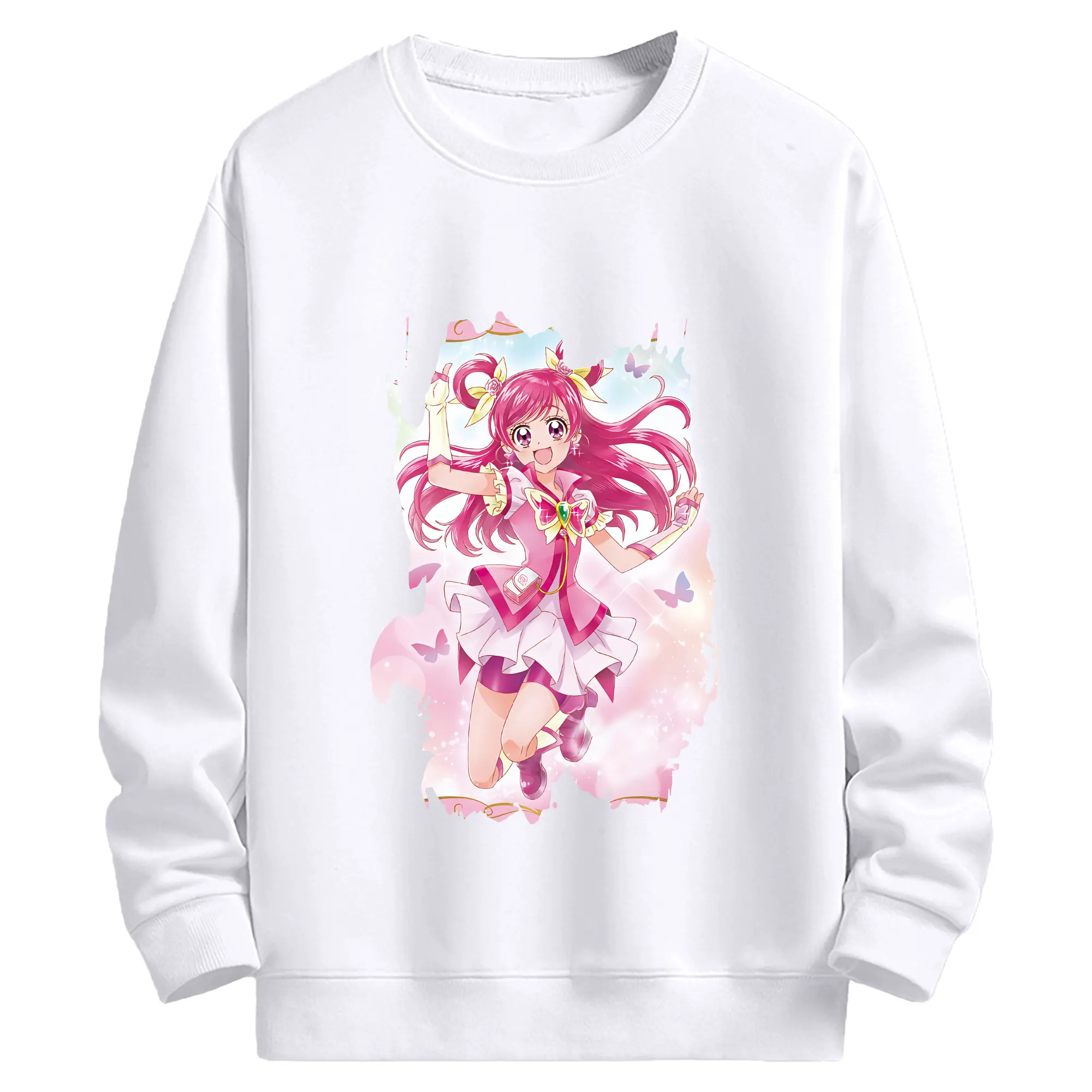 プリキュア グッズ,夢原のぞみ - 高品質 クルーネック スウェット ・ コットン59％ ポリエステル41％ ・ ユニセックス 長袖 トレーナー ・ カジュアル デイリー スポーツ 散歩用