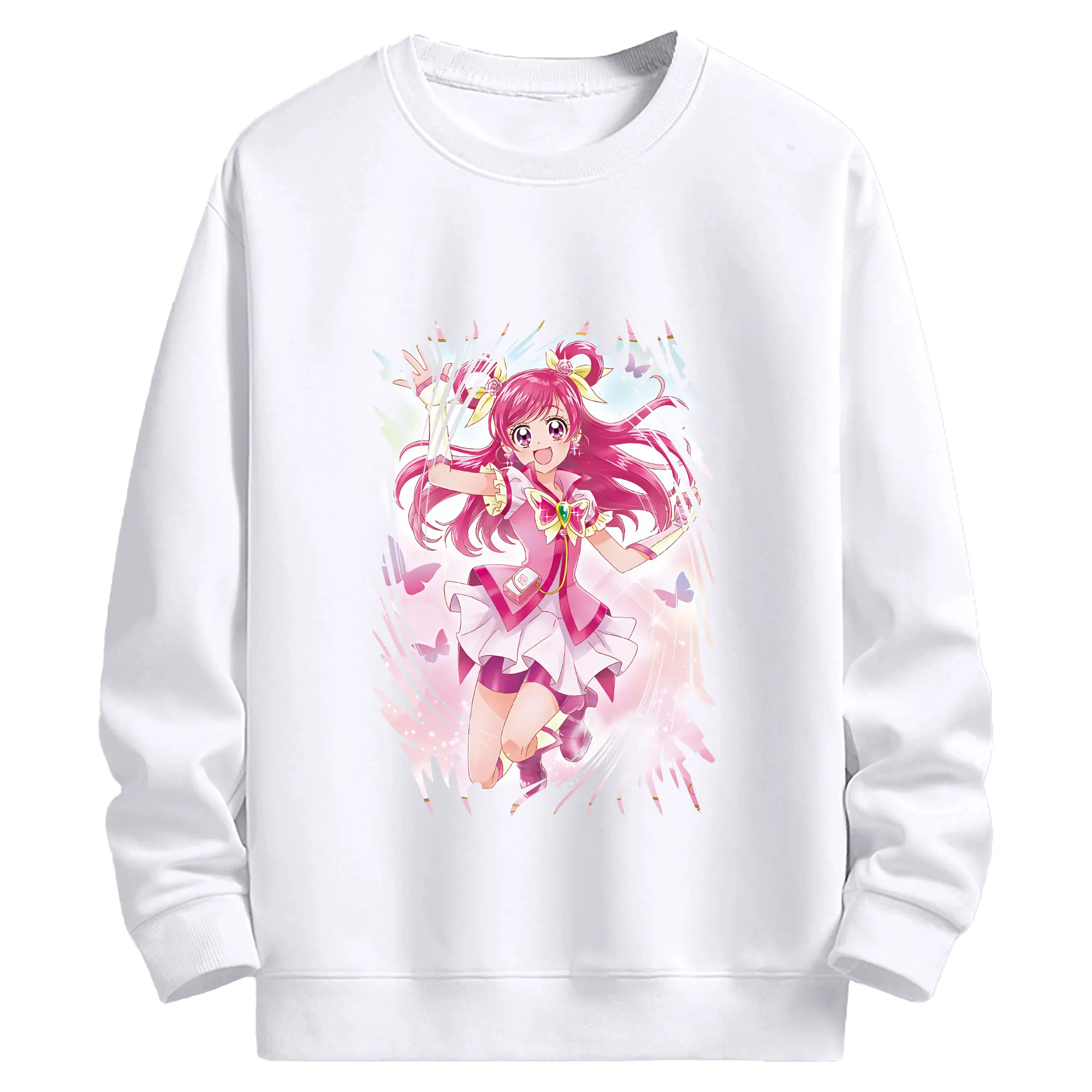 プリキュア グッズ,夢原のぞみ - 高品質 クルーネック スウェット ・ コットン59％ ポリエステル41％ ・ ユニセックス 長袖 トレーナー ・ カジュアル デイリー スポーツ 散歩用