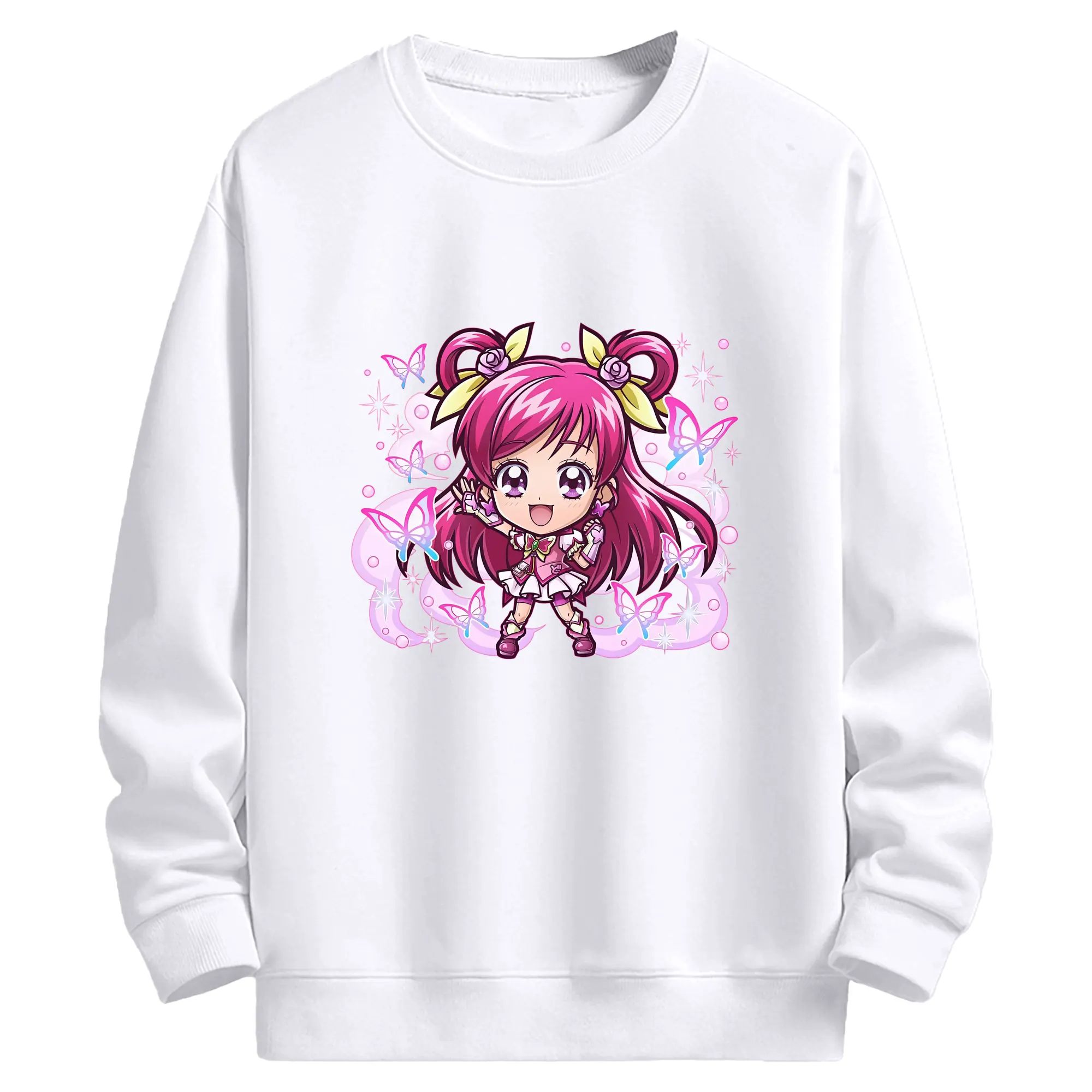 プリキュア グッズ,夢原のぞみ - 高品質 クルーネック スウェット ・ コットン59％ ポリエステル41％ ・ ユニセックス 長袖 トレーナー ・ カジュアル デイリー スポーツ 散歩用