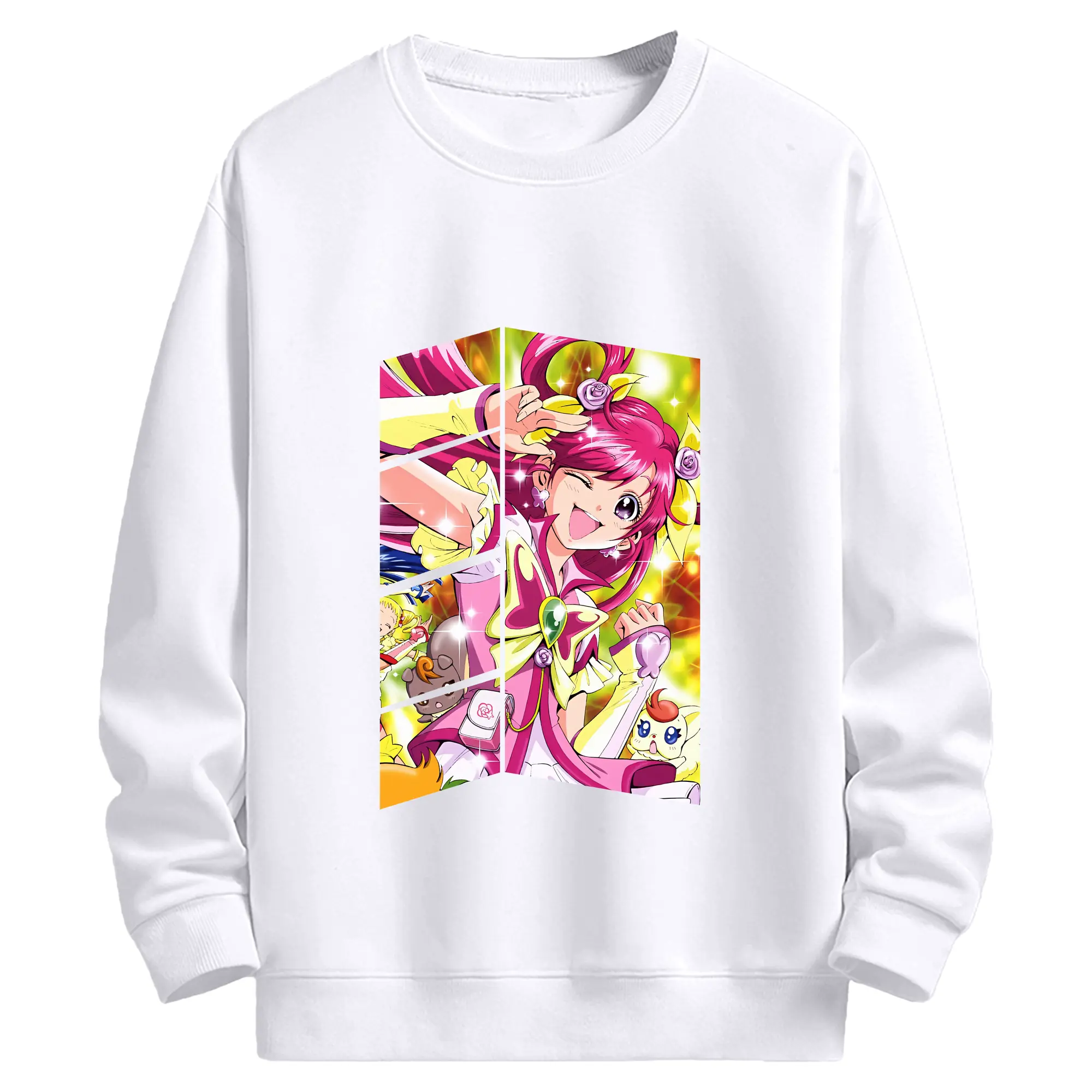 プリキュア グッズ,夢原のぞみ - 高品質 クルーネック スウェット ・ コットン59％ ポリエステル41％ ・ ユニセックス 長袖 トレーナー ・ カジュアル デイリー スポーツ 散歩用