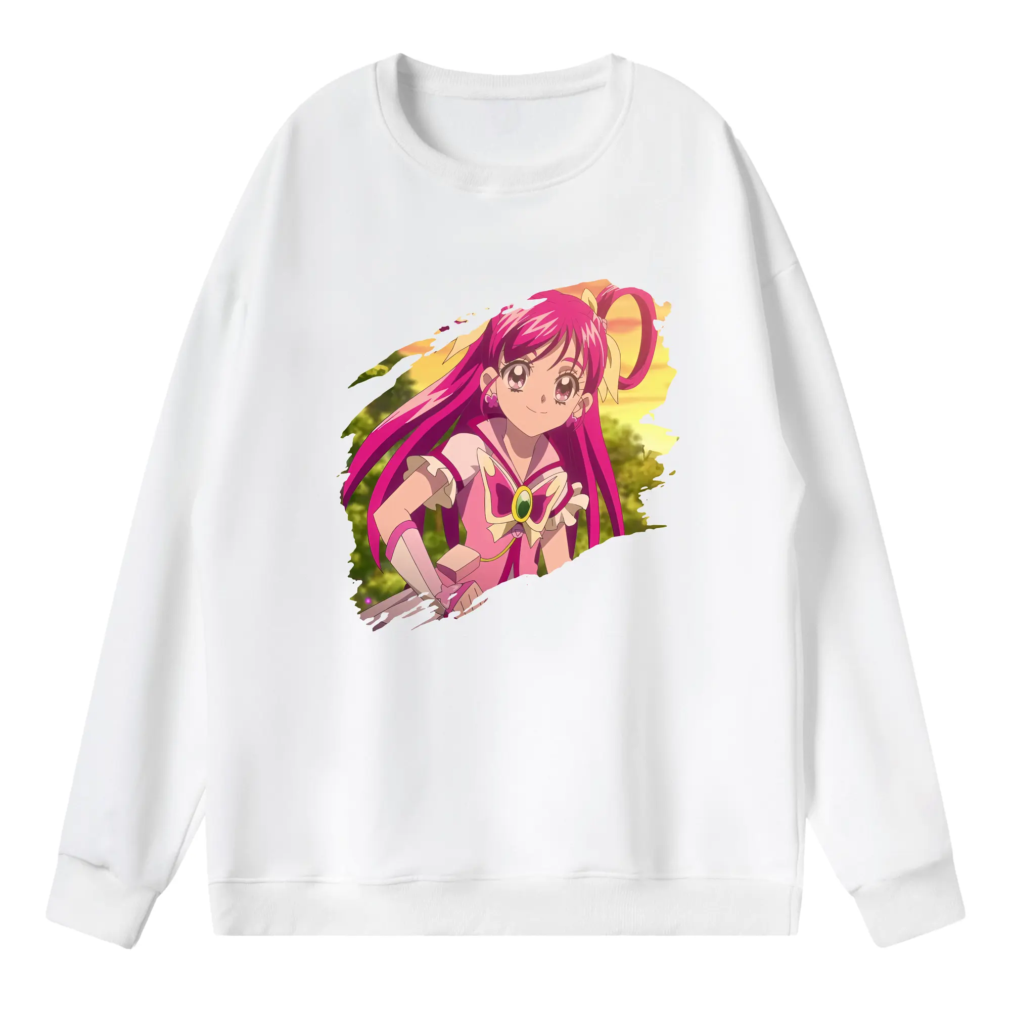 プリキュア グッズ,夢原のぞみ - 薄手 クルーネック スウェット 裏毛260g · ポリエステル 春秋向け カジュアル 男女兼用 · トレーナー デイリー スポーツ 散歩に最適