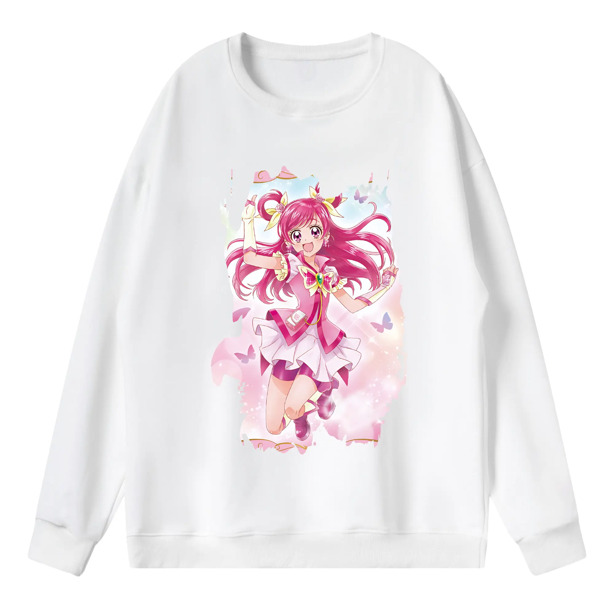 プリキュア グッズ,夢原のぞみ - 薄手 クルーネック スウェット 裏毛260g · ポリエステル 春秋向け カジュアル 男女兼用 · トレーナー デイリー スポーツ 散歩に最適