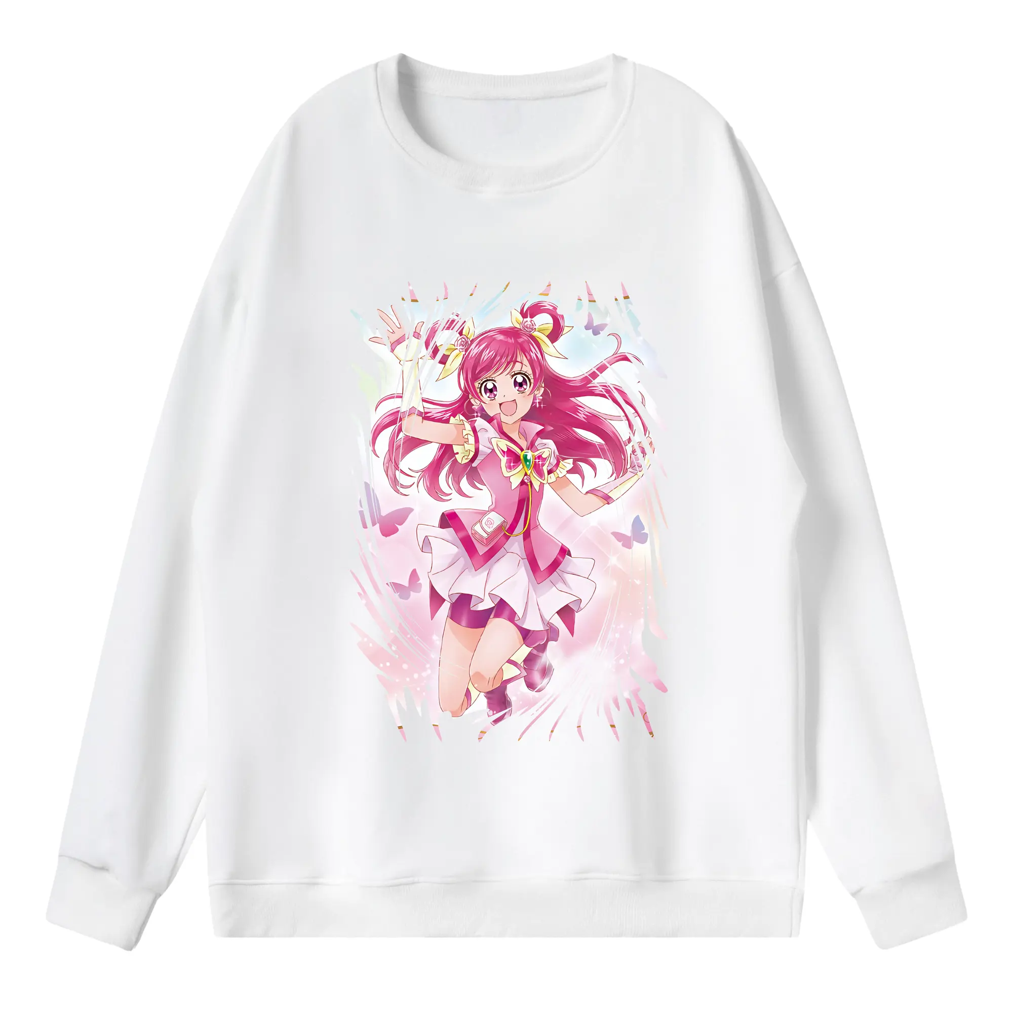 プリキュア グッズ,夢原のぞみ - 薄手 クルーネック スウェット 裏毛260g · ポリエステル 春秋向け カジュアル 男女兼用 · トレーナー デイリー スポーツ 散歩に最適