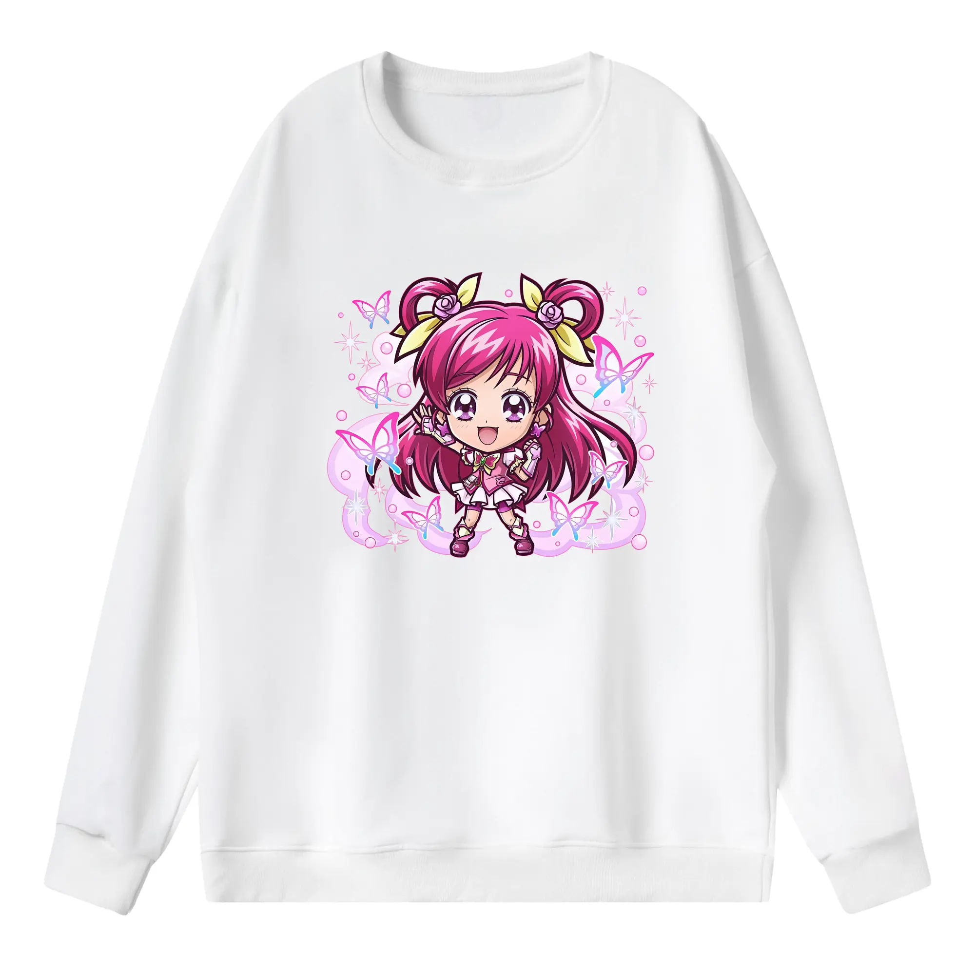 プリキュア グッズ,夢原のぞみ - 薄手 クルーネック スウェット 裏毛260g · ポリエステル 春秋向け カジュアル 男女兼用 · トレーナー デイリー スポーツ 散歩に最適