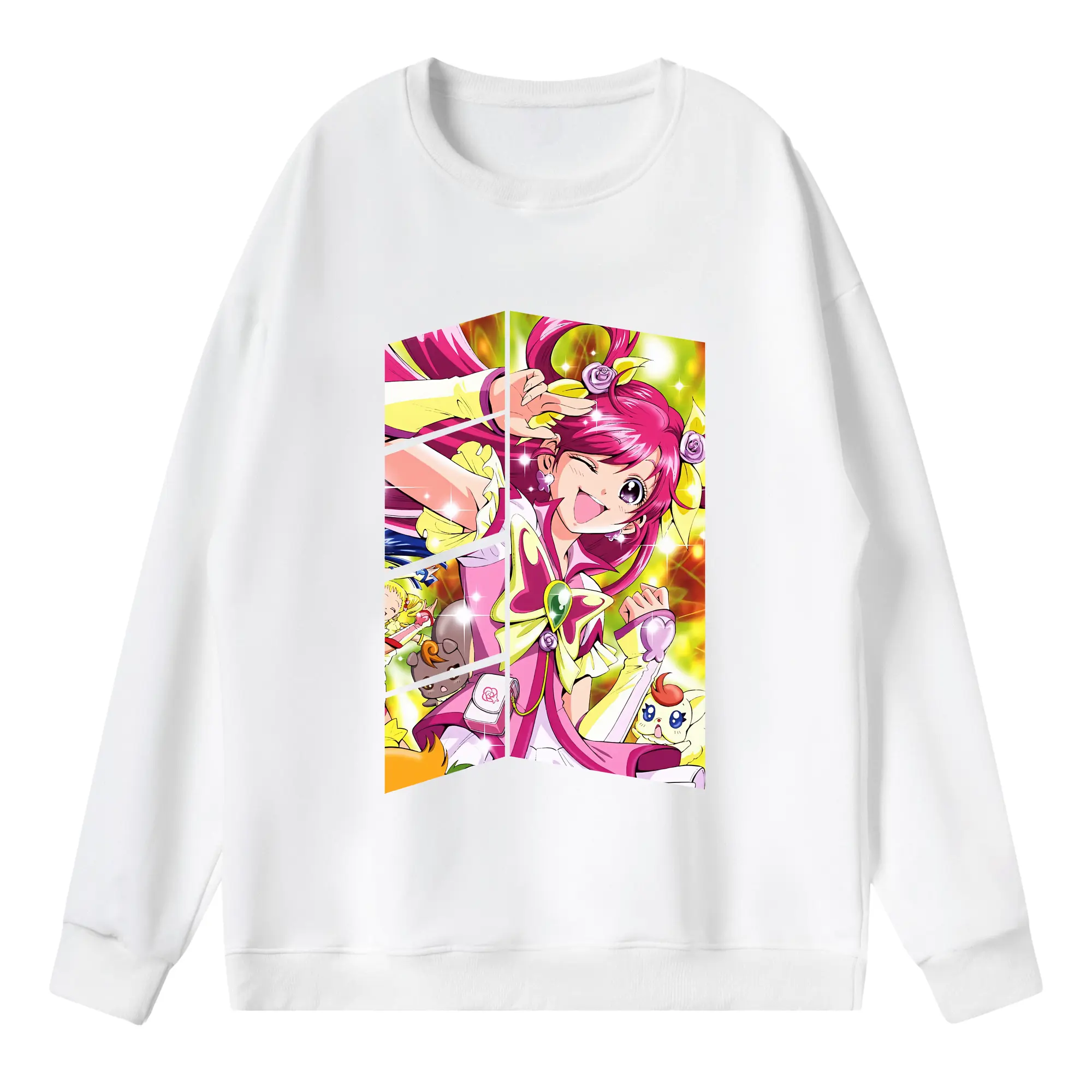 プリキュア グッズ,夢原のぞみ - 薄手 クルーネック スウェット 裏毛260g · ポリエステル 春秋向け カジュアル 男女兼用 · トレーナー デイリー スポーツ 散歩に最適