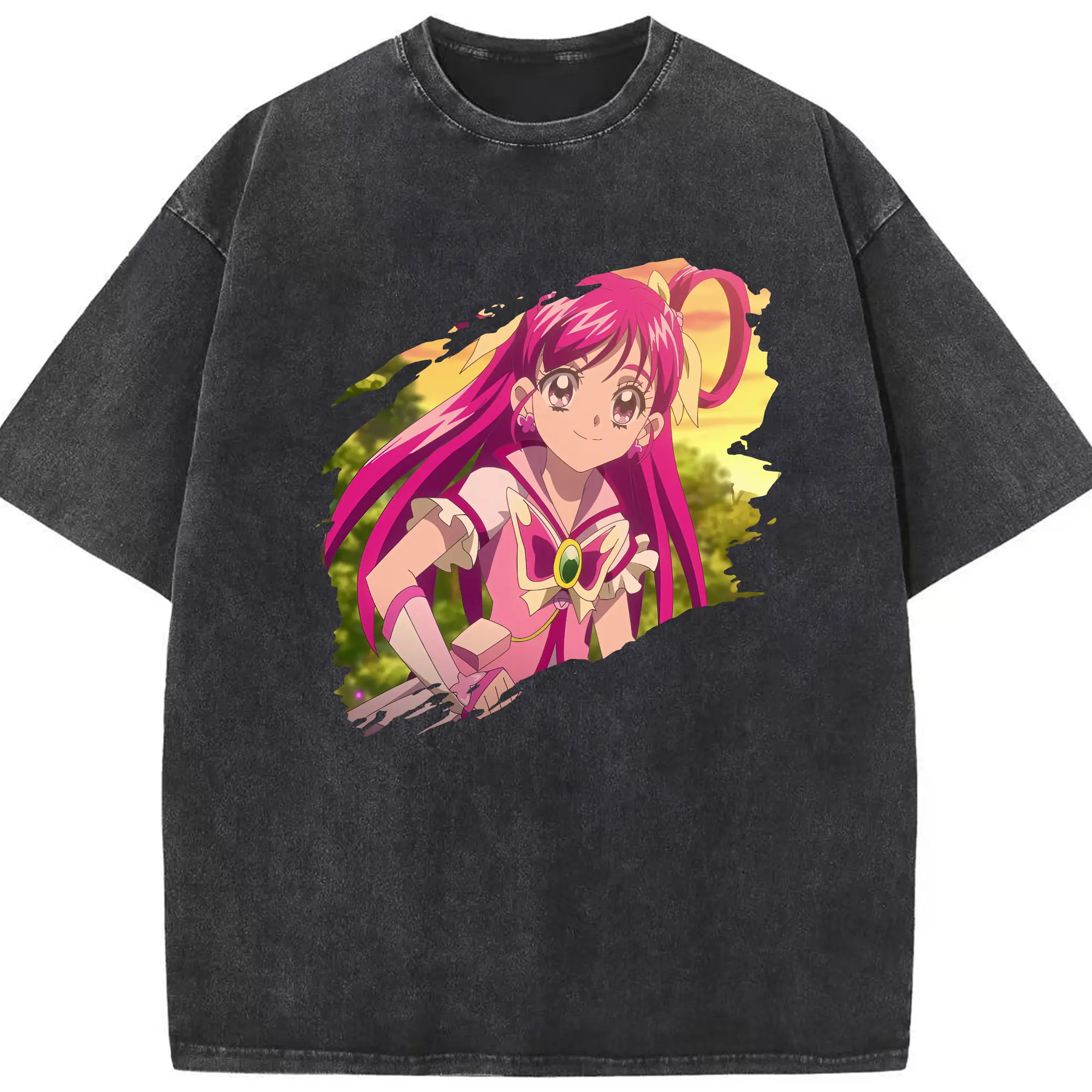 プリキュア グッズ,夢原のぞみ - 綿100％ ヴィンテージ風 半袖Tシャツ ・ フロントプリント ・ 柔らか肌触り ・ 通気性 快適 ・ スポーツ カジュアル 外出用