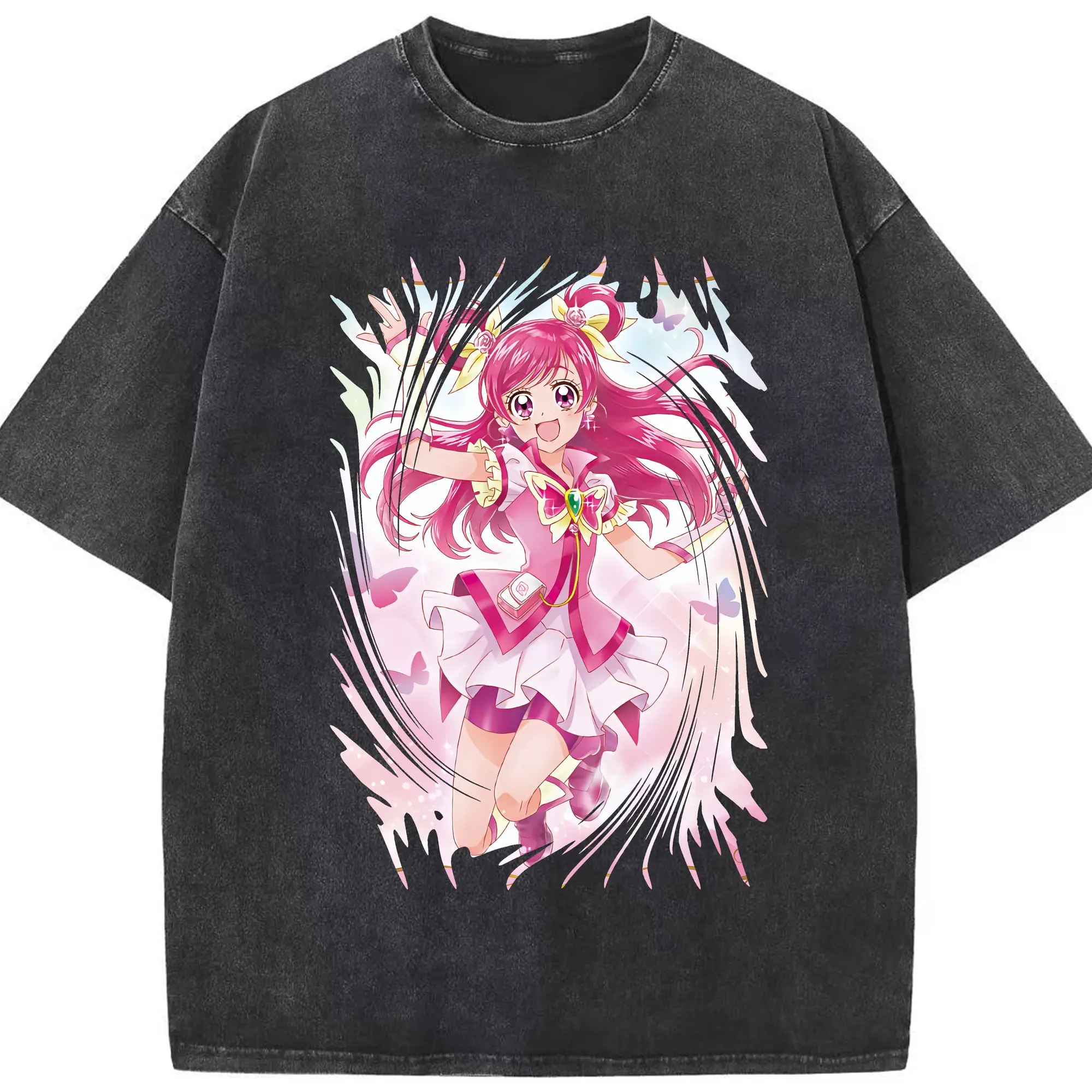 プリキュア グッズ,夢原のぞみ - 綿100％ ヴィンテージ風 半袖Tシャツ ・ フロントプリント ・ 柔らか肌触り ・ 通気性 快適 ・ スポーツ カジュアル 外出用