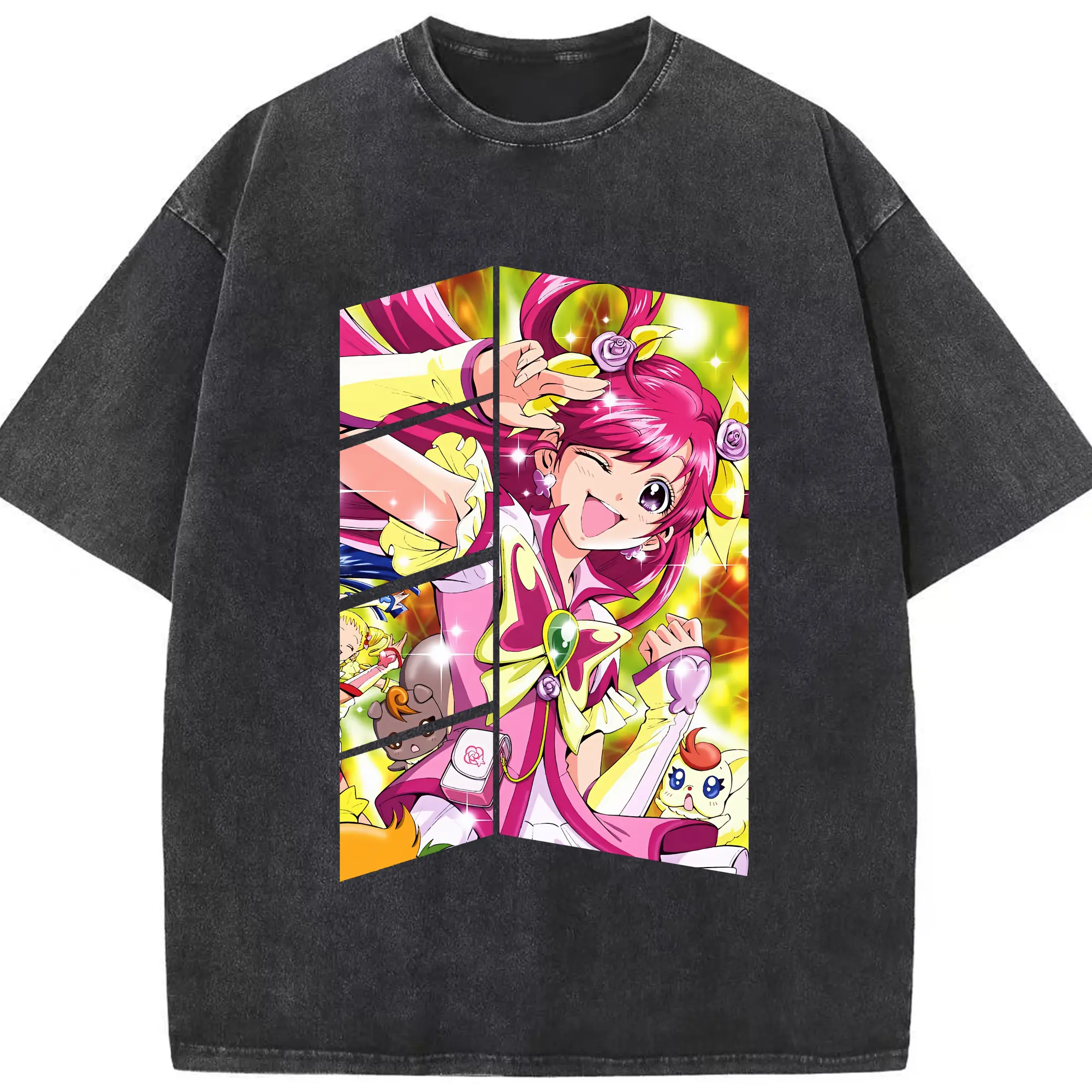 プリキュア グッズ,夢原のぞみ - 綿100％ ヴィンテージ風 半袖Tシャツ ・ フロントプリント ・ 柔らか肌触り ・ 通気性 快適 ・ スポーツ カジュアル 外出用