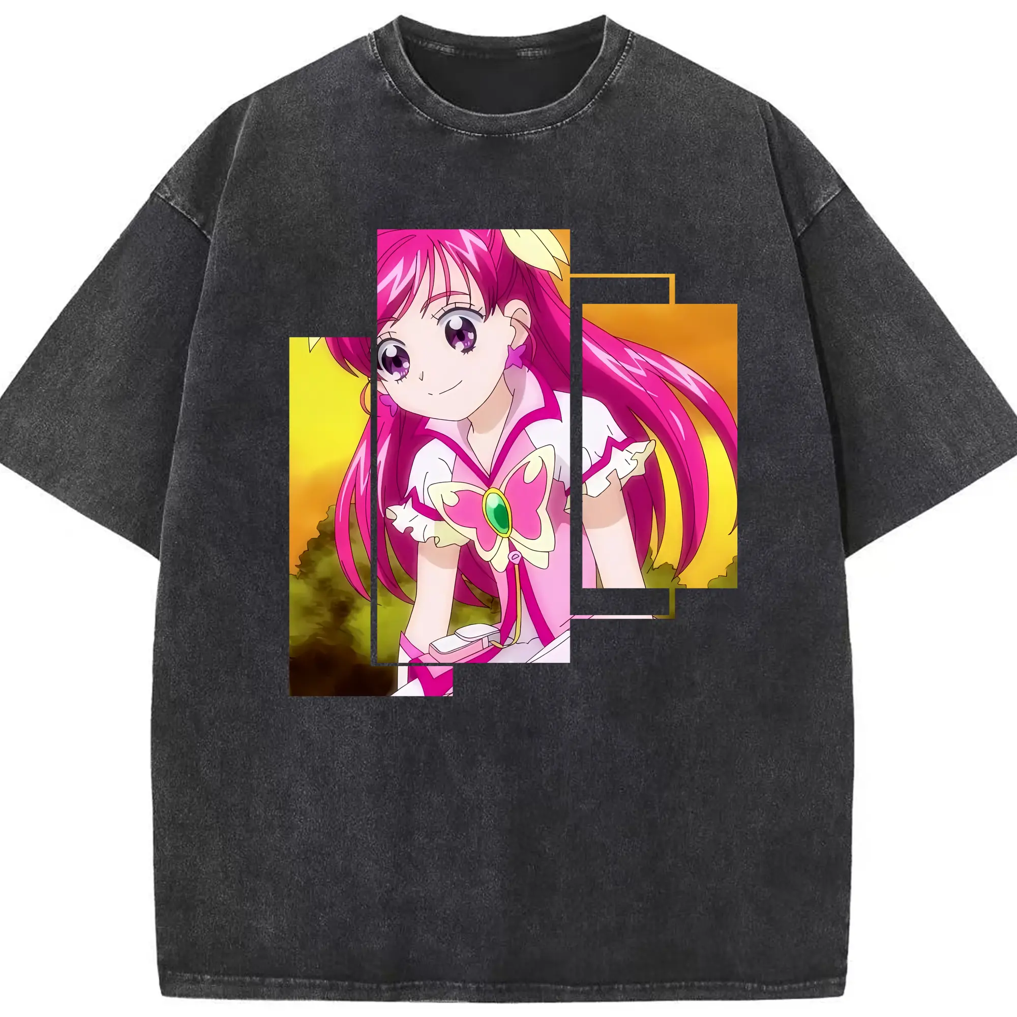 プリキュア グッズ,夢原のぞみ - 綿100％ ヴィンテージ風 半袖Tシャツ ・ フロントプリント ・ 柔らか肌触り ・ 通気性 快適 ・ スポーツ カジュアル 外出用