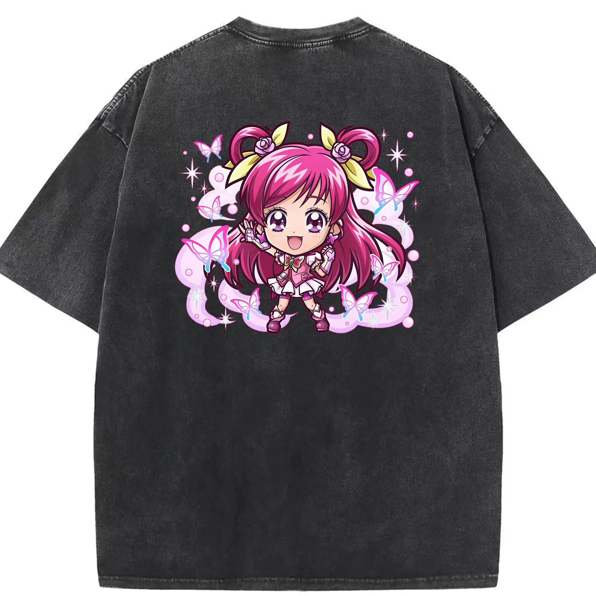プリキュア グッズ,夢原のぞみ - 綿100％ ヴィンテージ風 半袖Tシャツ ・ 背面プリント ・ 柔らか肌触り ・ 通気性 快適 ・ スポーツ カジュアル 外出用