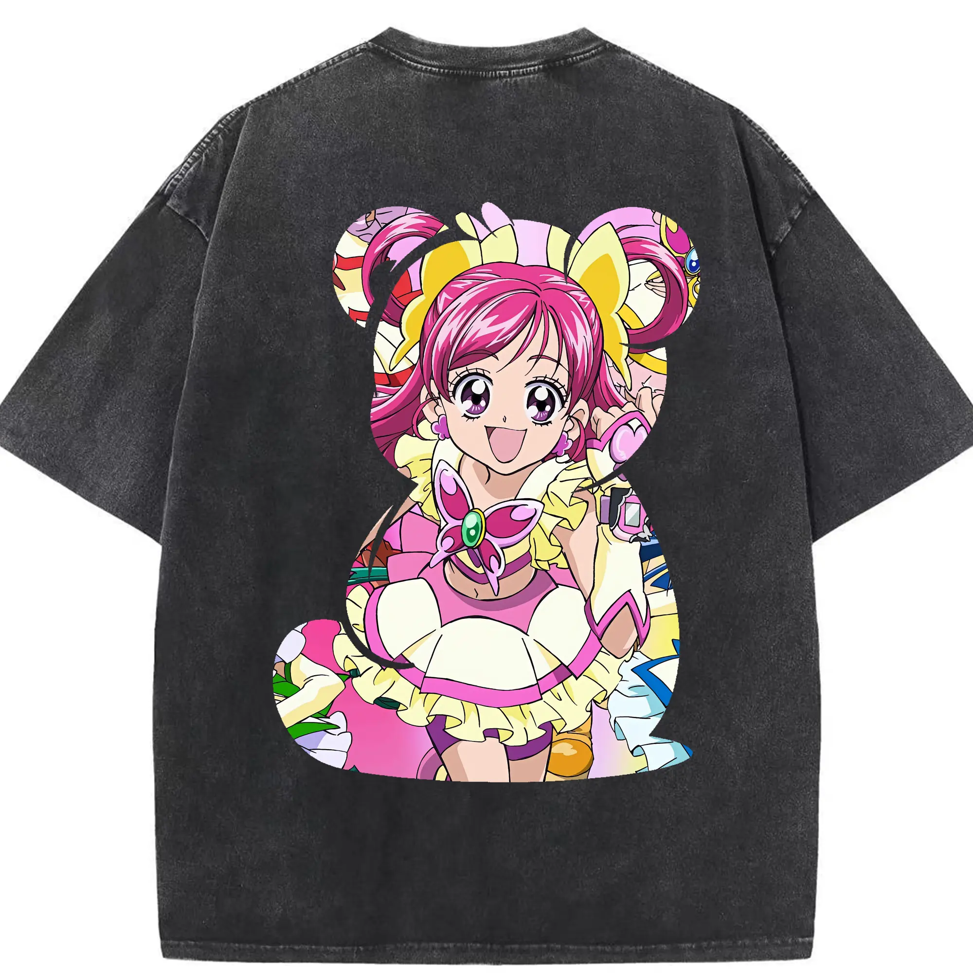 プリキュア グッズ,夢原のぞみ - 綿100％ ヴィンテージ風 半袖Tシャツ ・ 背面プリント ・ 柔らか肌触り ・ 通気性 快適 ・ スポーツ カジュアル 外出用