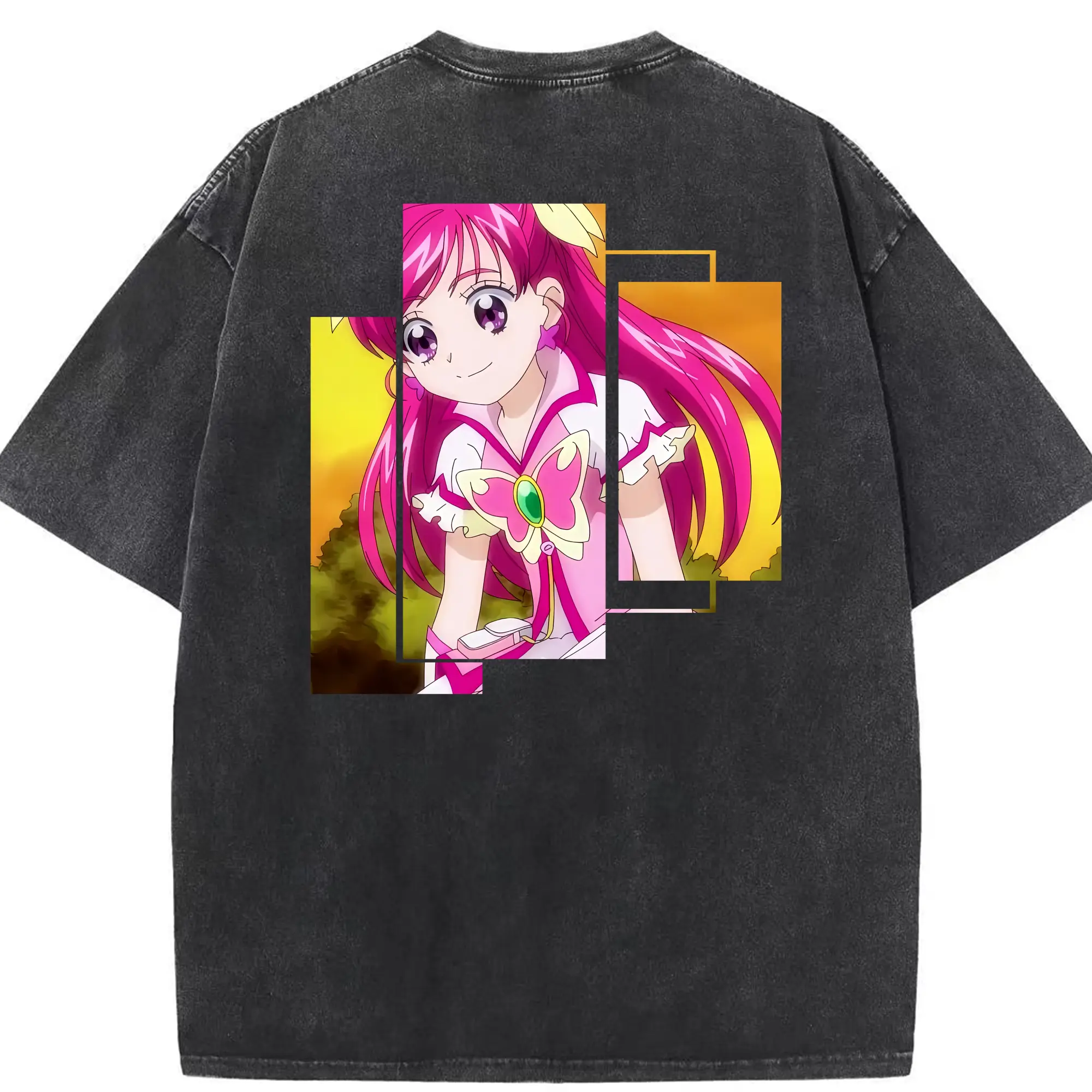 プリキュア グッズ,夢原のぞみ - 綿100％ ヴィンテージ風 半袖Tシャツ ・ 背面プリント ・ 柔らか肌触り ・ 通気性 快適 ・ スポーツ カジュアル 外出用