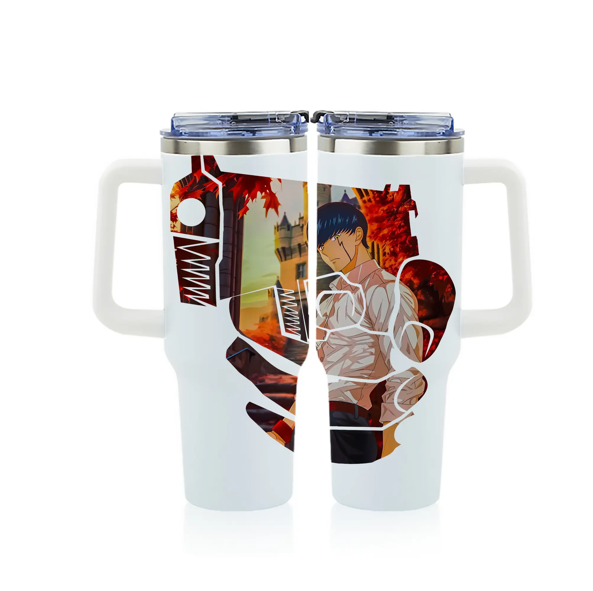 マッシュル グッズ,マッシュ・バーネデッド - 1200mL フルプリント車用タンブラー ・ 304ステンレス 内側 ・ 201ステンレス 外側 ・ 保温 保冷 ・ 通勤 ドライブ アウトドア用