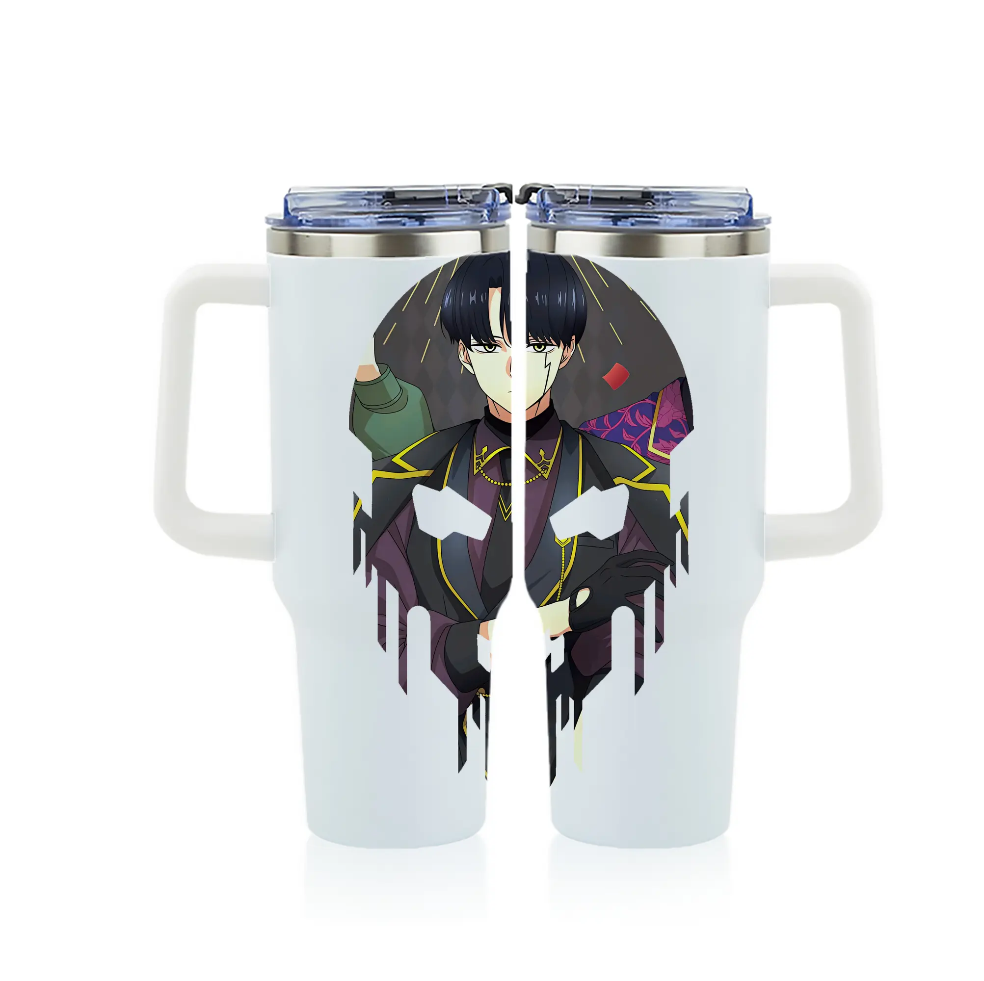 マッシュル グッズ,マッシュ・バーネデッド - 1200mL フルプリント車用タンブラー ・ 304ステンレス 内側 ・ 201ステンレス 外側 ・ 保温 保冷 ・ 通勤 ドライブ アウトドア用