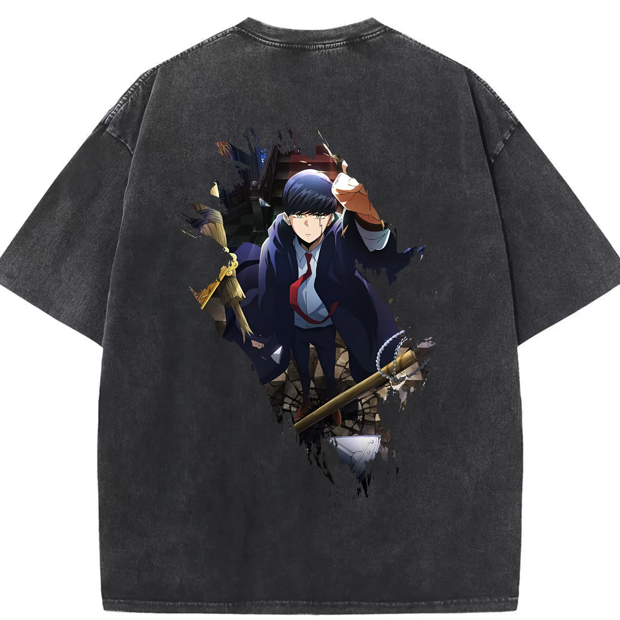 マッシュル グッズ,マッシュ・バーネデッド - 綿100％ ヴィンテージ風 半袖Tシャツ ・ 背面プリント ・ 柔らか肌触り ・ 通気性 快適 ・ スポーツ カジュアル 外出用