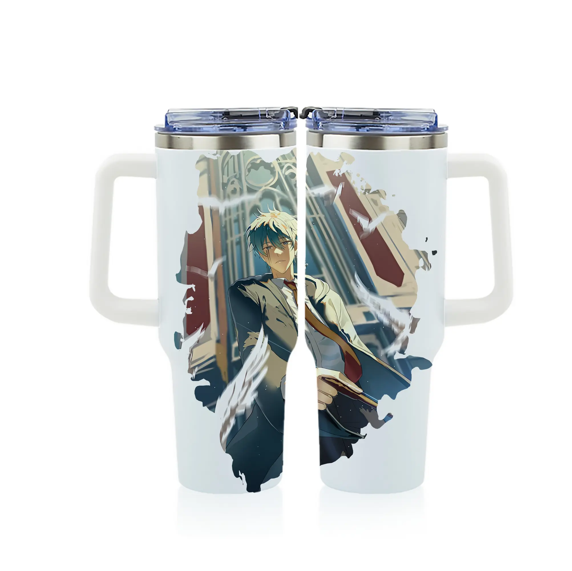 マッシュル グッズ,ランス・クラウン - 1200mL フルプリント車用タンブラー ・ 304ステンレス 内側 ・ 201ステンレス 外側 ・ 保温 保冷 ・ 通勤 ドライブ アウトドア用