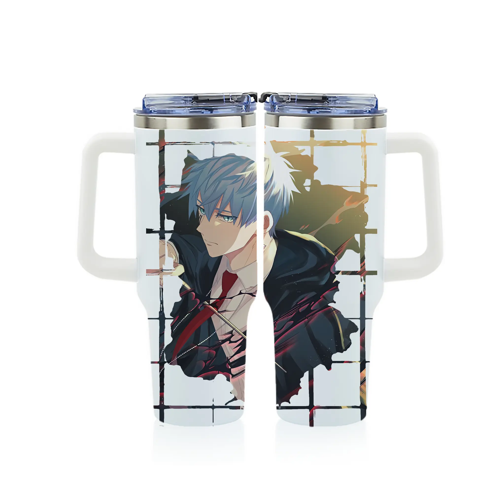 マッシュル グッズ,ランス・クラウン - 1200mL フルプリント車用タンブラー ・ 304ステンレス 内側 ・ 201ステンレス 外側 ・ 保温 保冷 ・ 通勤 ドライブ アウトドア用