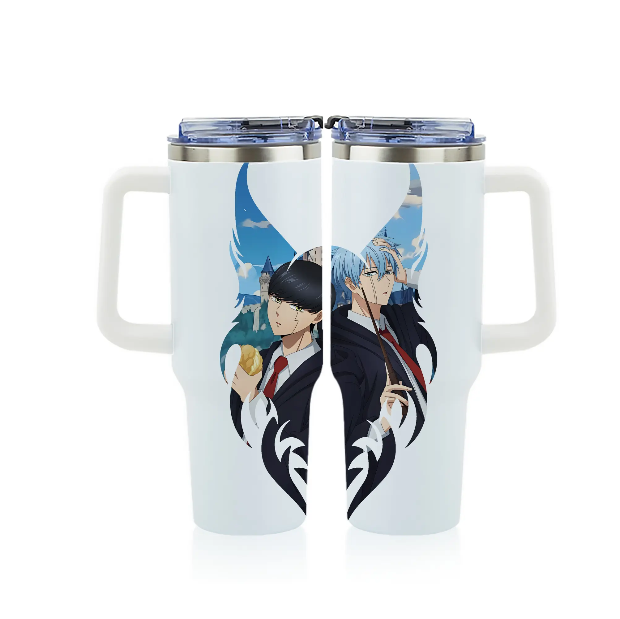 マッシュル グッズ,ランス・クラウン - 1200mL フルプリント車用タンブラー ・ 304ステンレス 内側 ・ 201ステンレス 外側 ・ 保温 保冷 ・ 通勤 ドライブ アウトドア用