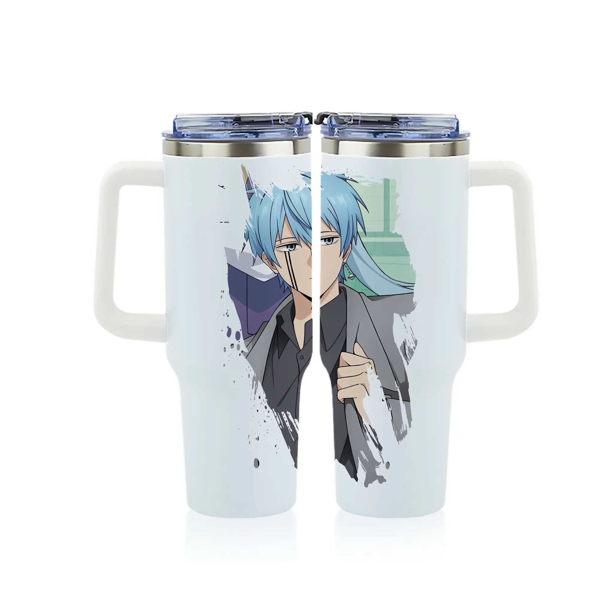 マッシュル グッズ,ランス・クラウン - 1200mL フルプリント車用タンブラー ・ 304ステンレス 内側 ・ 201ステンレス 外側 ・ 保温 保冷 ・ 通勤 ドライブ アウトドア用