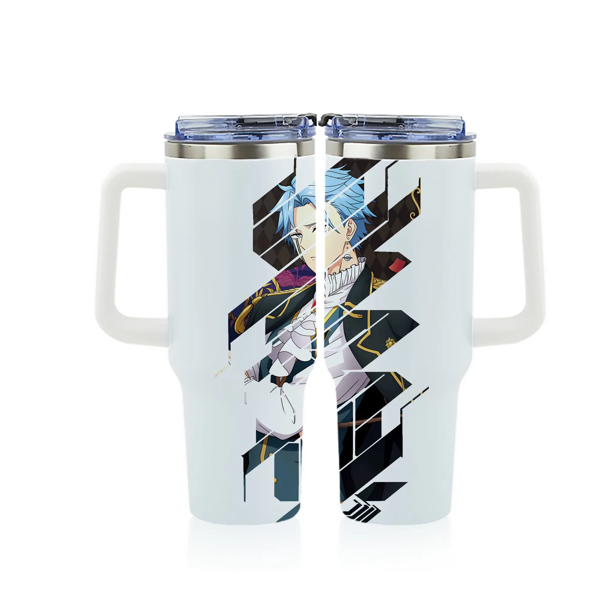 マッシュル グッズ,ランス・クラウン - 1200mL フルプリント車用タンブラー ・ 304ステンレス 内側 ・ 201ステンレス 外側 ・ 保温 保冷 ・ 通勤 ドライブ アウトドア用