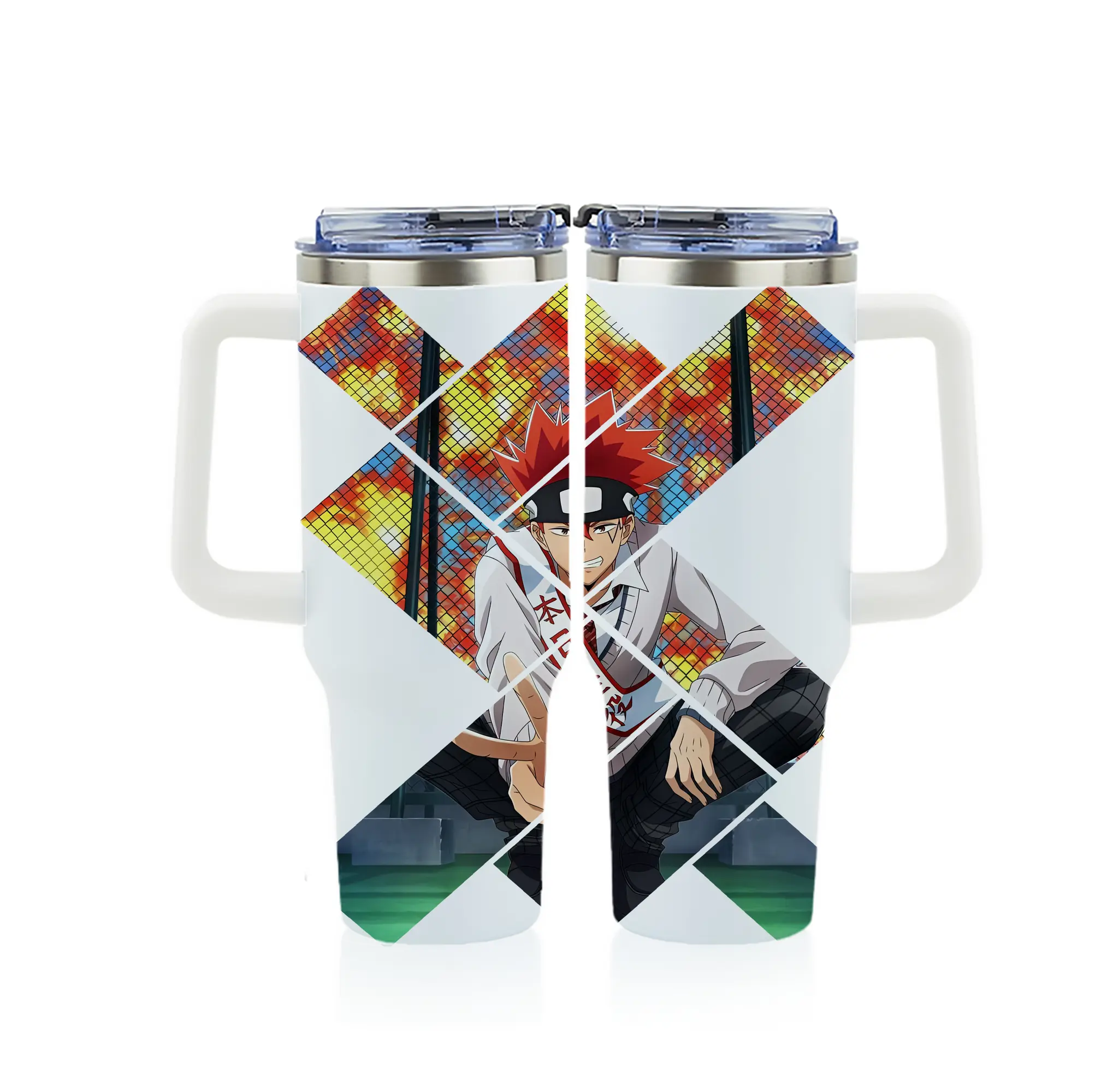 マッシュル グッズ,ドット・バレット - 1200mL フルプリント車用タンブラー ・ 304ステンレス 内側 ・ 201ステンレス 外側 ・ 保温 保冷 ・ 通勤 ドライブ アウトドア用