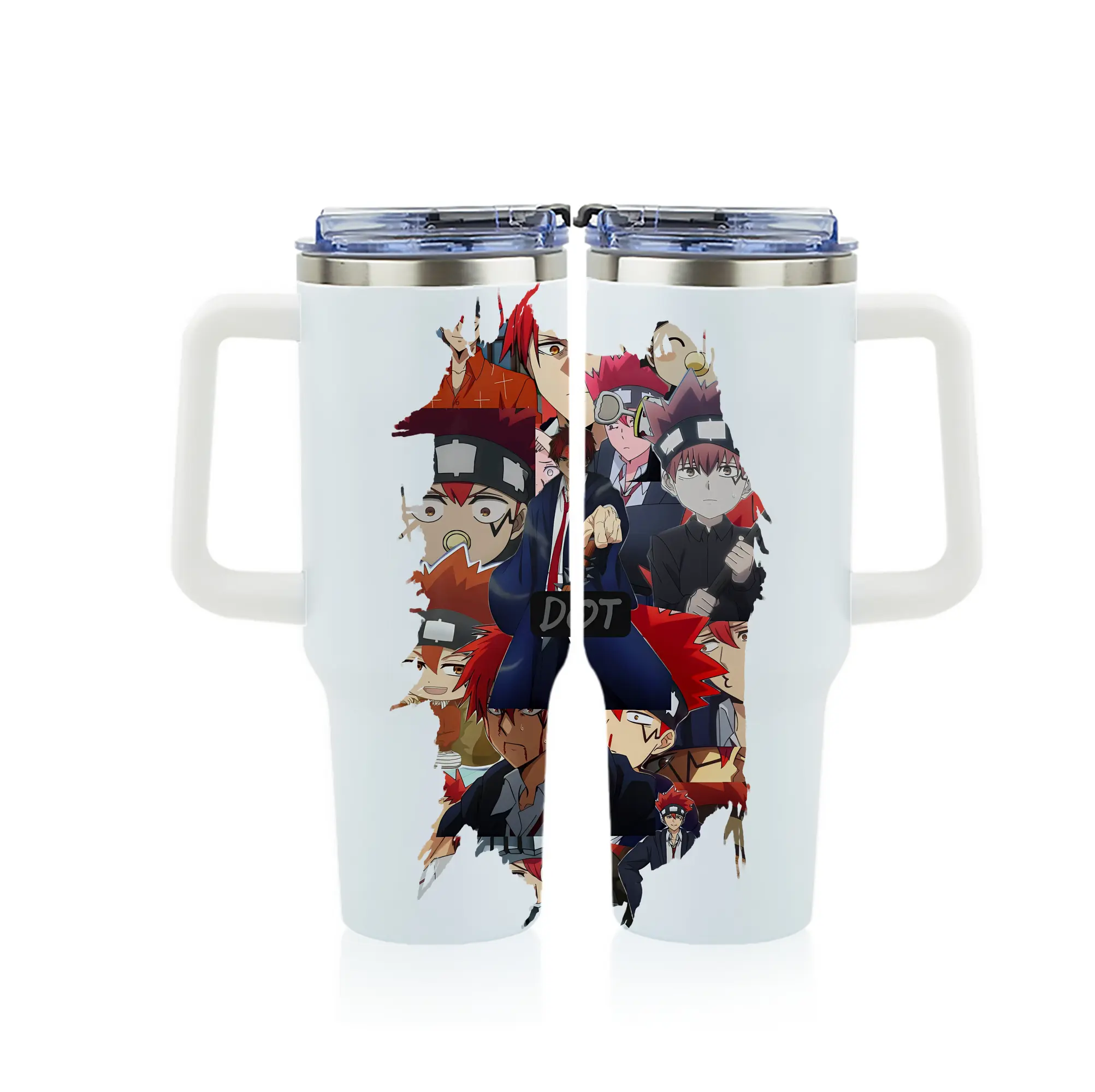 マッシュル グッズ,ドット・バレット - 1200mL フルプリント車用タンブラー ・ 304ステンレス 内側 ・ 201ステンレス 外側 ・ 保温 保冷 ・ 通勤 ドライブ アウトドア用