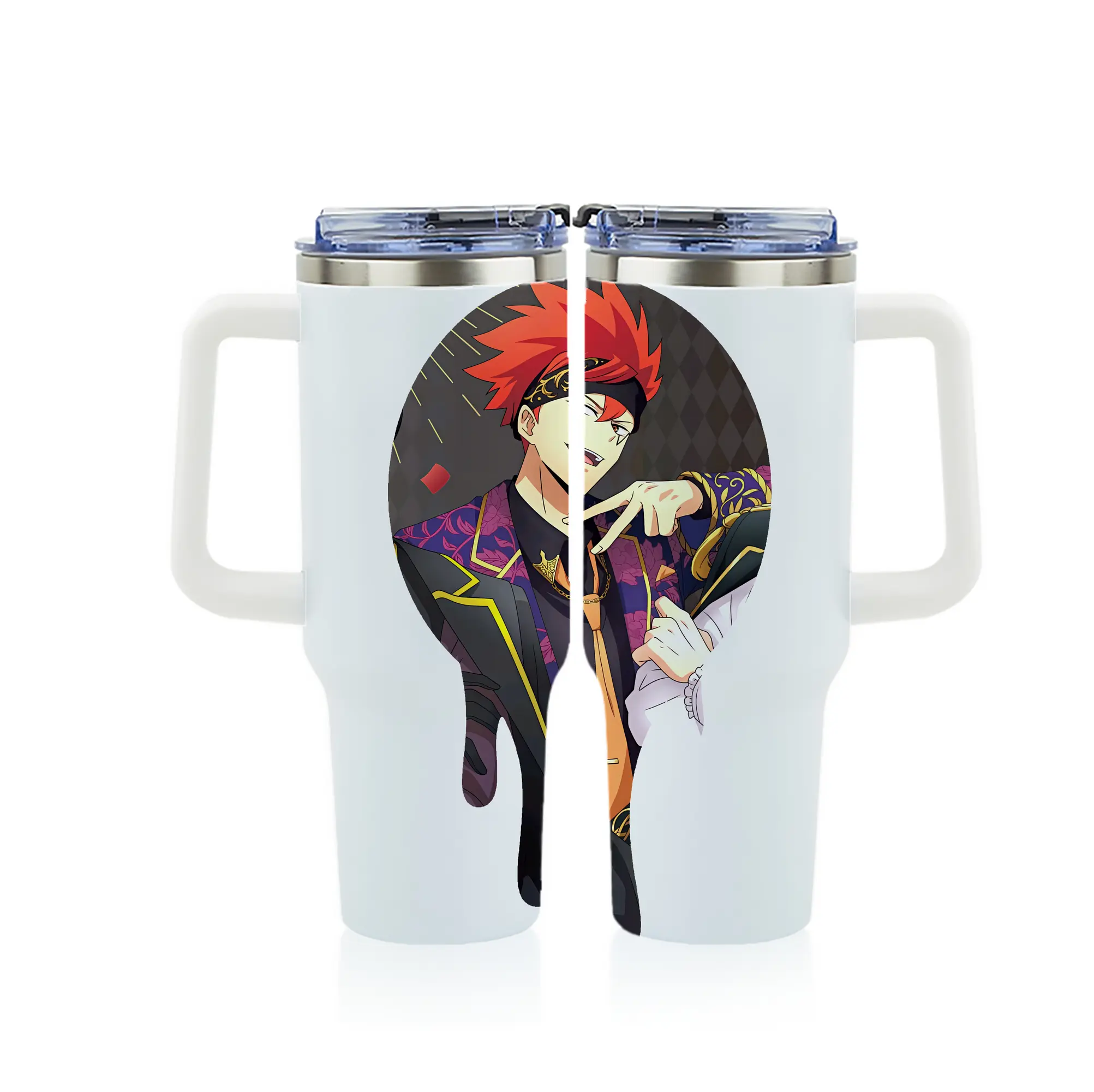 マッシュル グッズ,ドット・バレット - 1200mL フルプリント車用タンブラー ・ 304ステンレス 内側 ・ 201ステンレス 外側 ・ 保温 保冷 ・ 通勤 ドライブ アウトドア用