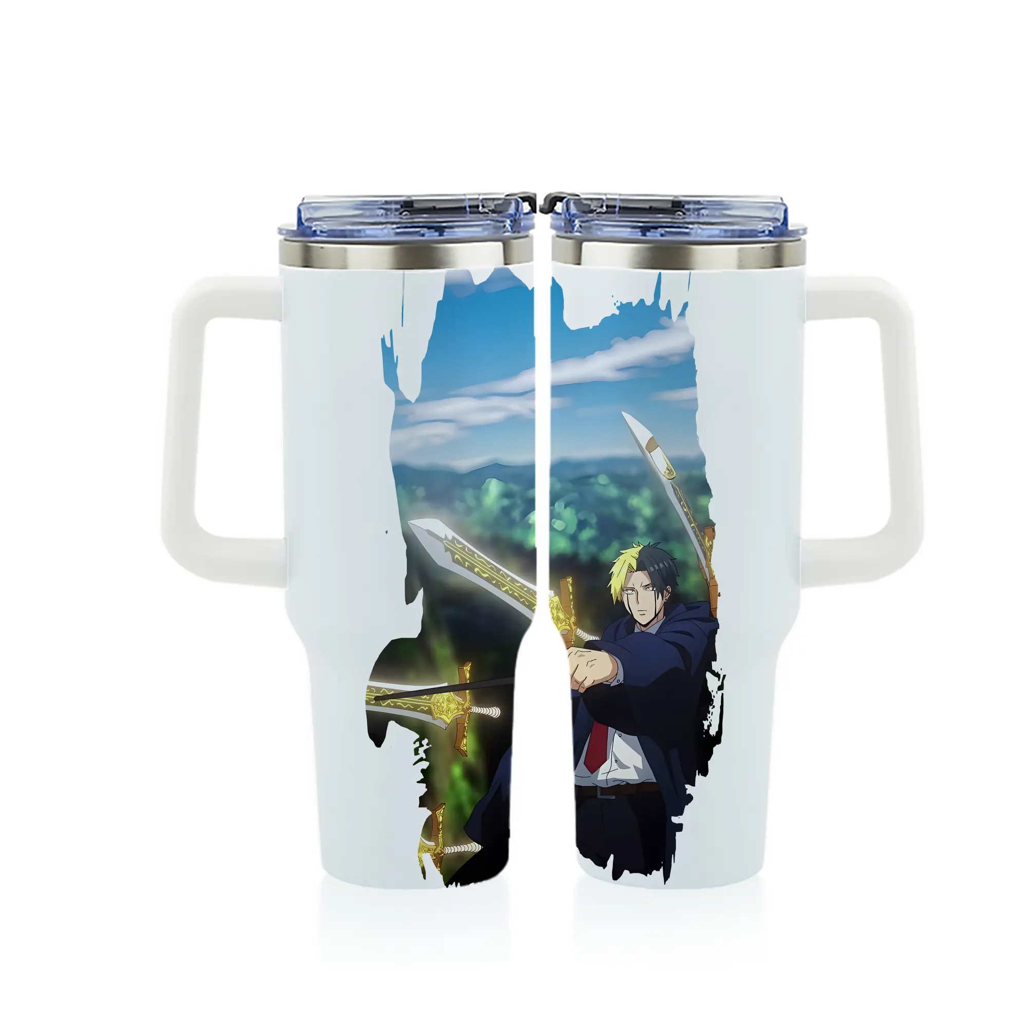 マッシュル グッズ,レイン・エイムズ - 1200mL フルプリント車用タンブラー ・ 304ステンレス 内側 ・ 201ステンレス 外側 ・ 保温 保冷 ・ 通勤 ドライブ アウトドア用