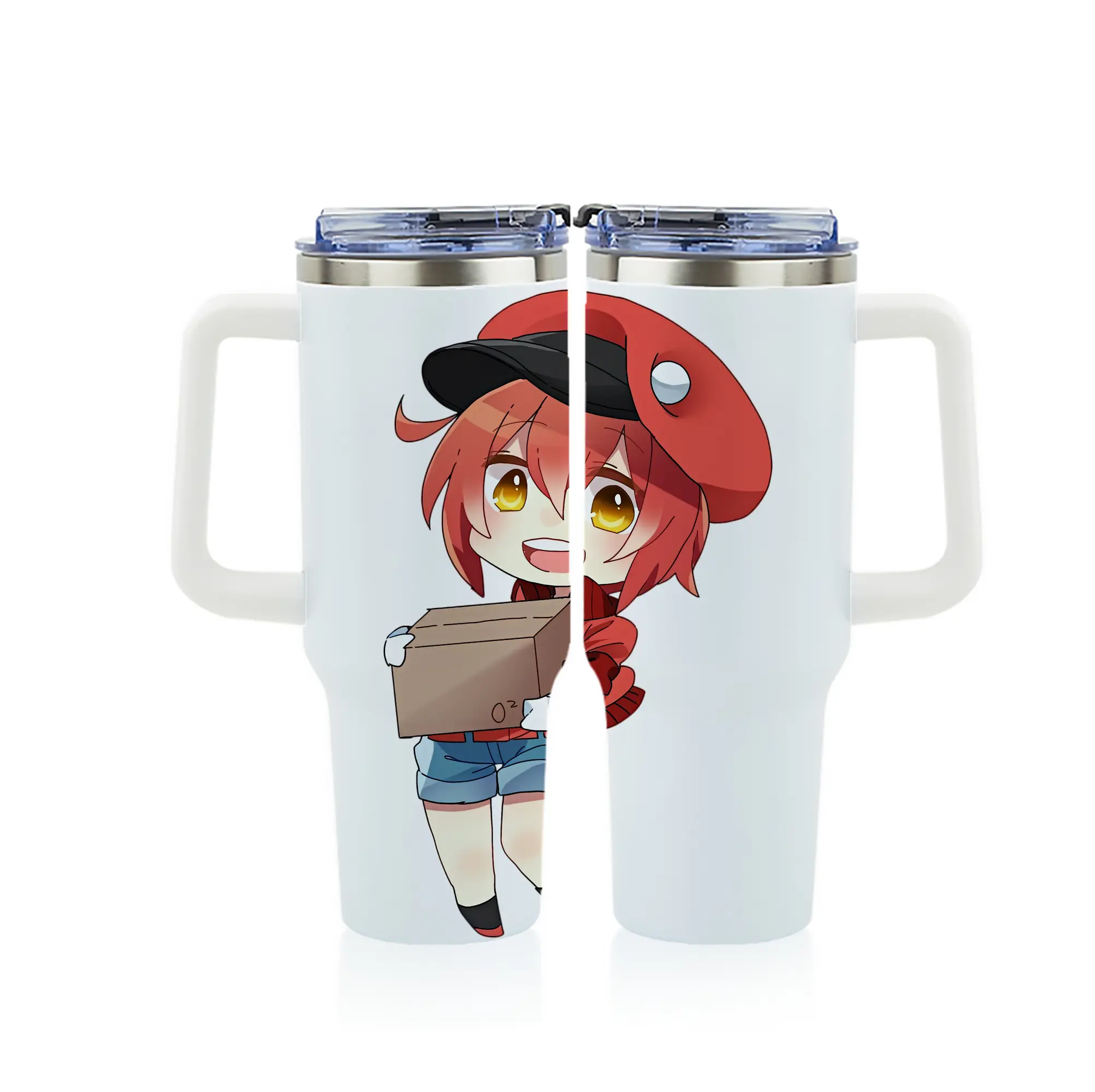 はたらく細胞 グッズ,赤血球 - 1200mL フルプリント車用タンブラー ・ 304ステンレス 内側 ・ 201ステンレス 外側 ・ 保温 保冷 ・ 通勤 ドライブ アウトドア用